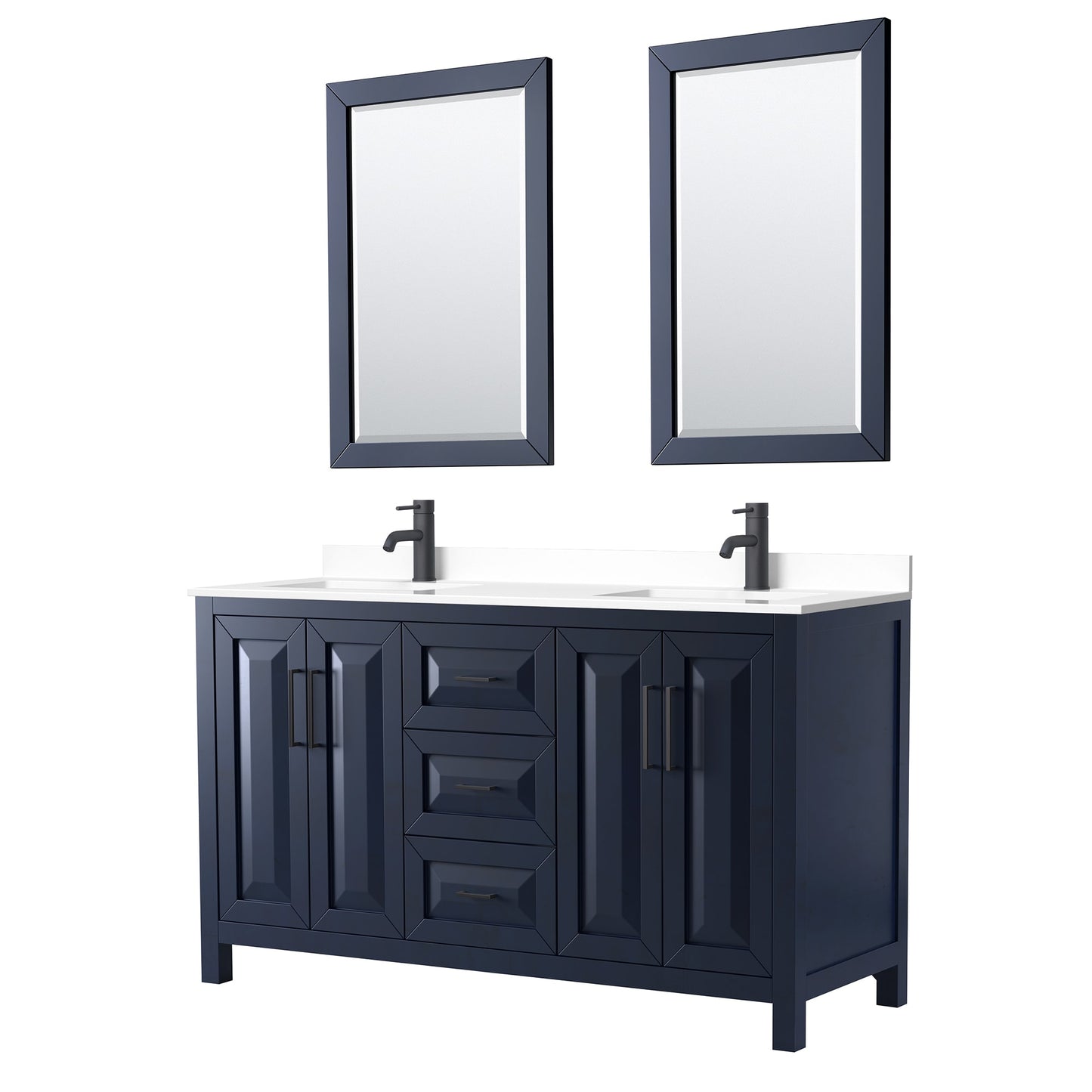 Daria Bathroom Vanity with Countertop 60 inch Double Sink Single hole Faucet Setup