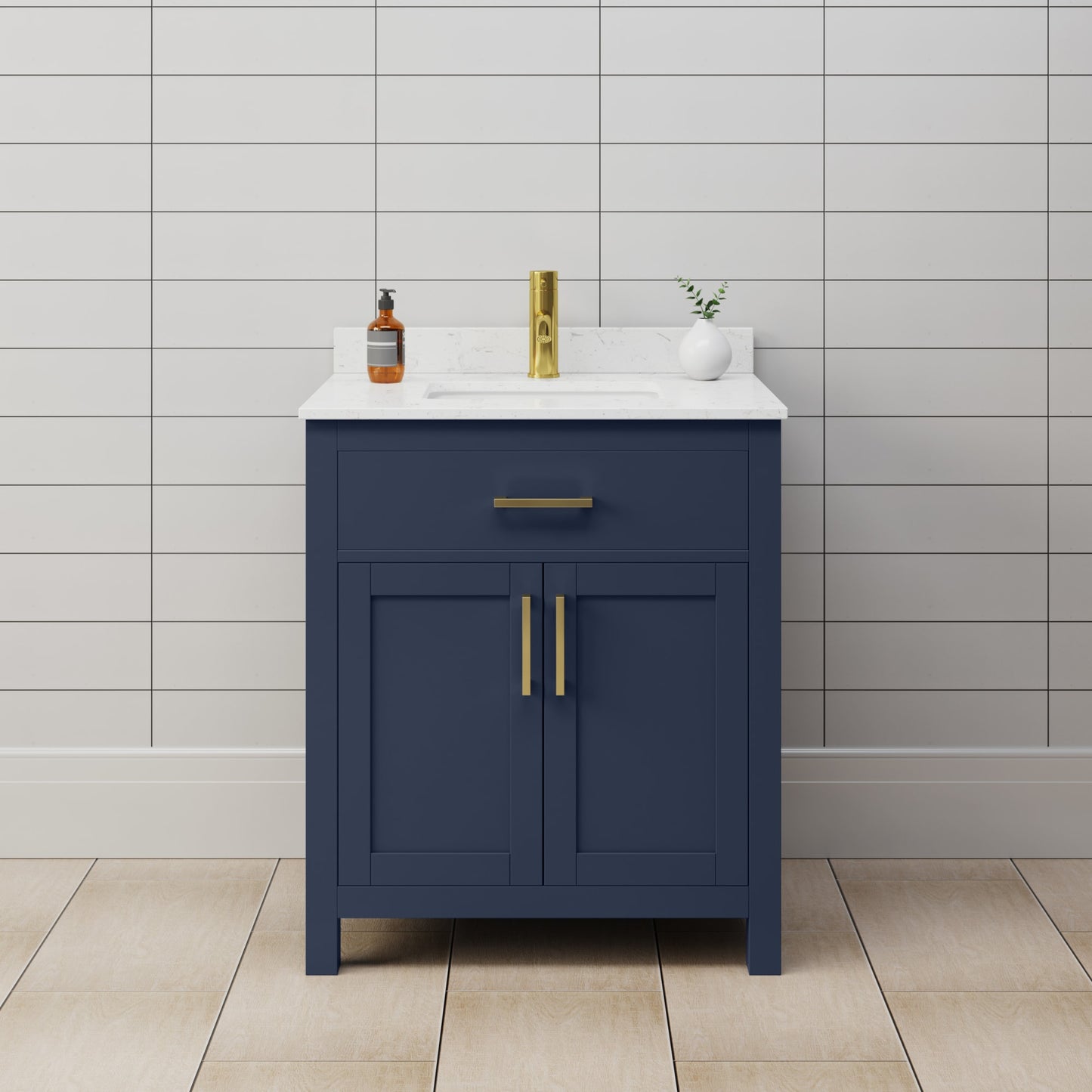 Beckett Bathroom Vanity with Countertop 30 inch Single Sink Single hole Faucet Setup