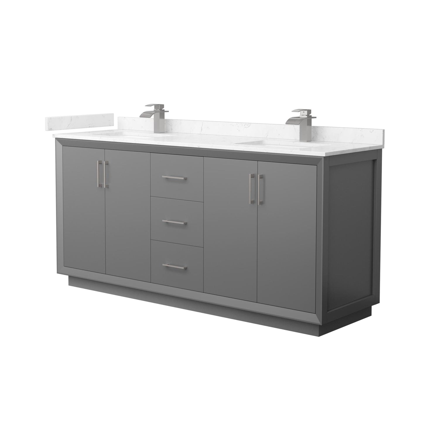 Strada Bathroom Vanity with Countertop 72 inch Double Sink Single hole Faucet Setup