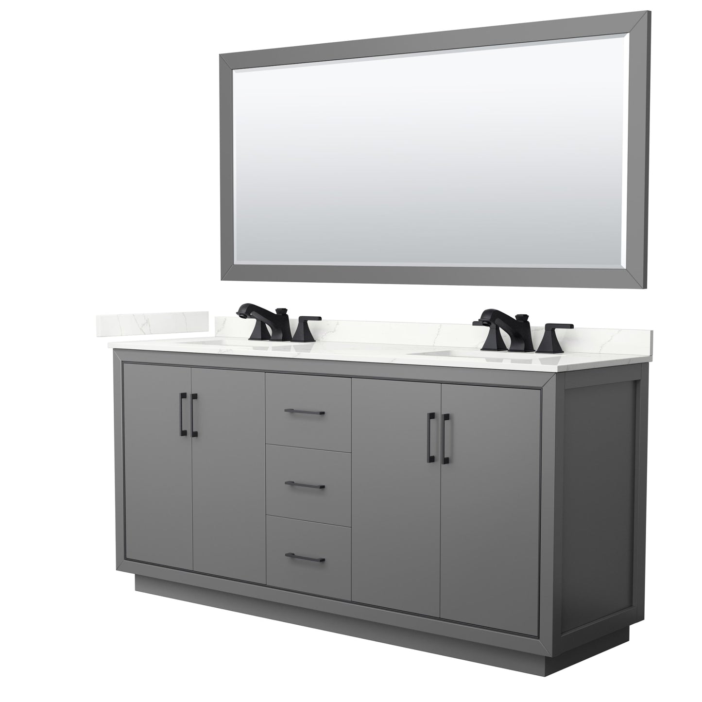 Icon Bathroom Vanity with Countertop 72 inch Double Sink 3-hole Faucet Setup