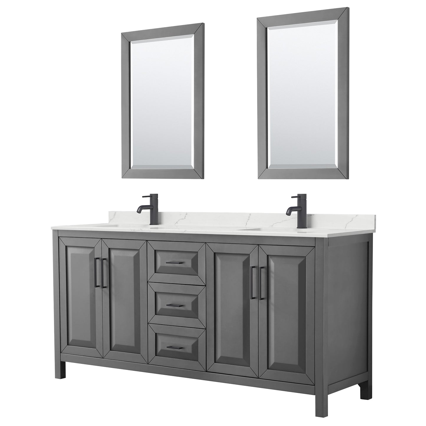 Daria Bathroom Vanity with Countertop 72 inch Double Sink Single hole Faucet Setup