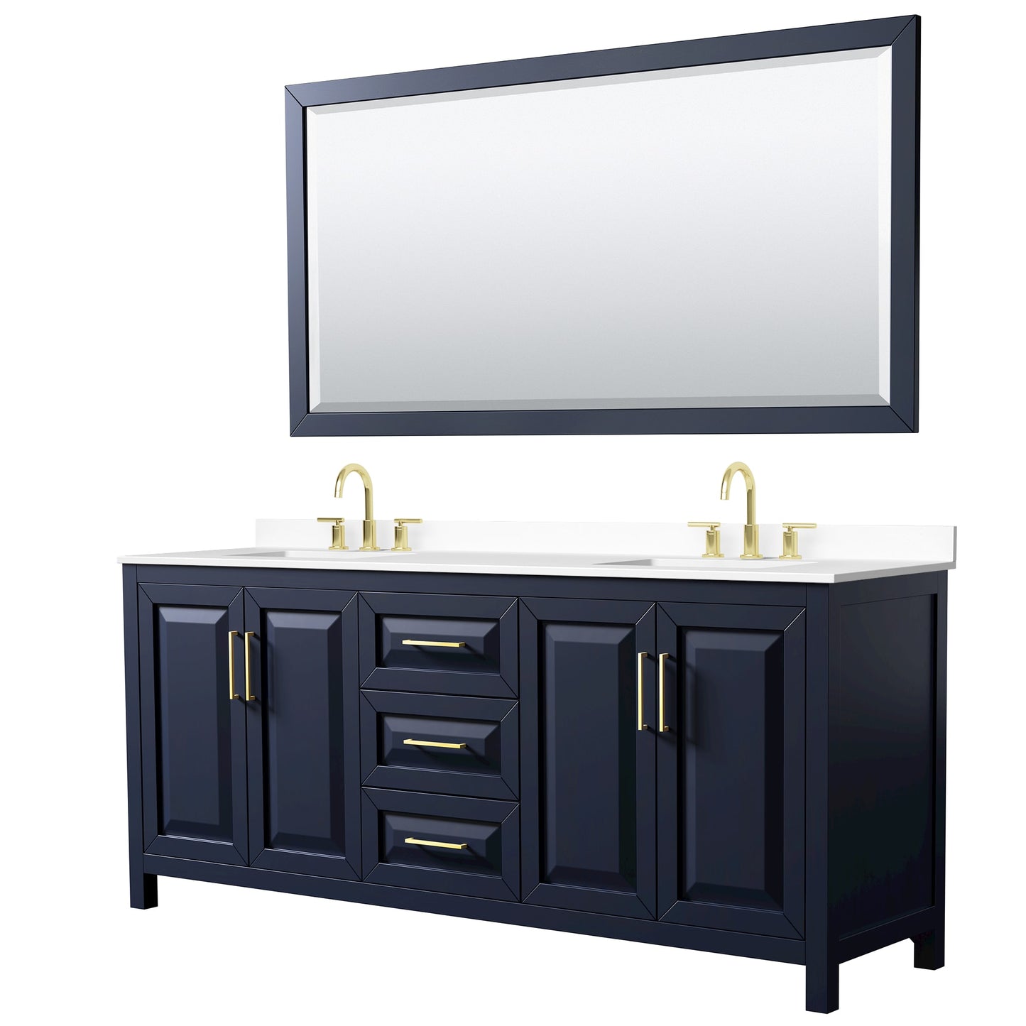 Daria Bathroom Vanity with Countertop 80 inch Double Sink 3-hole Faucet Setup