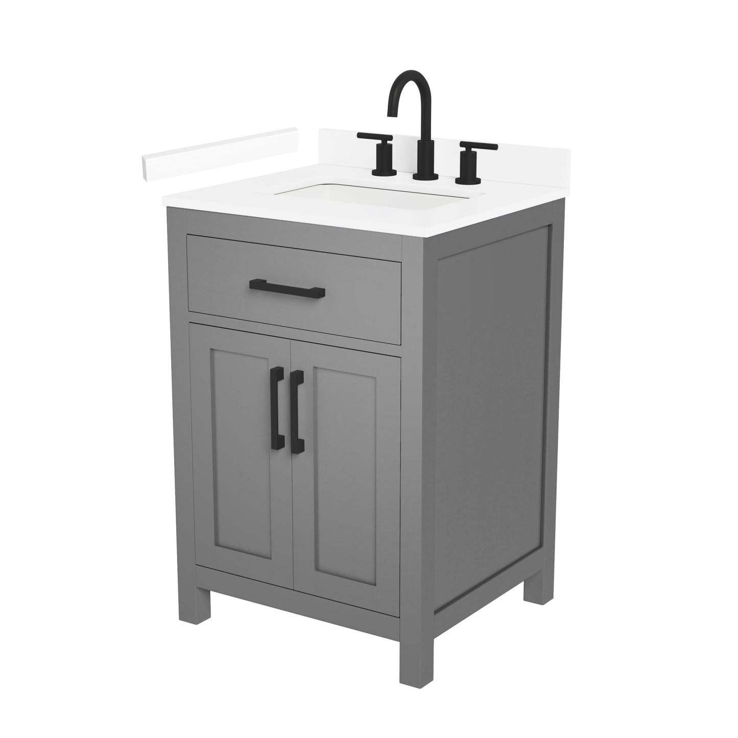 Beckett Bathroom Vanity with Countertop 24 inch Single Sink 3-hole Faucet Setup