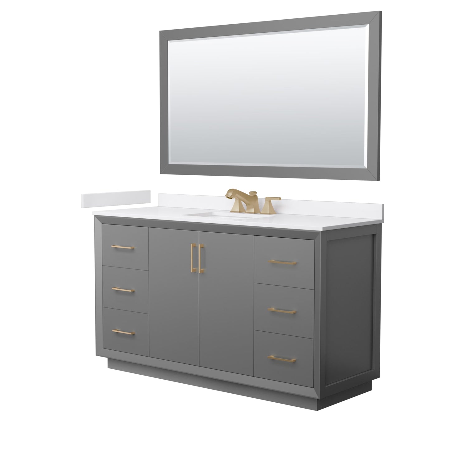 Strada Bathroom Vanity with Countertop 60 inch Single Sink 3-hole Faucet Setup