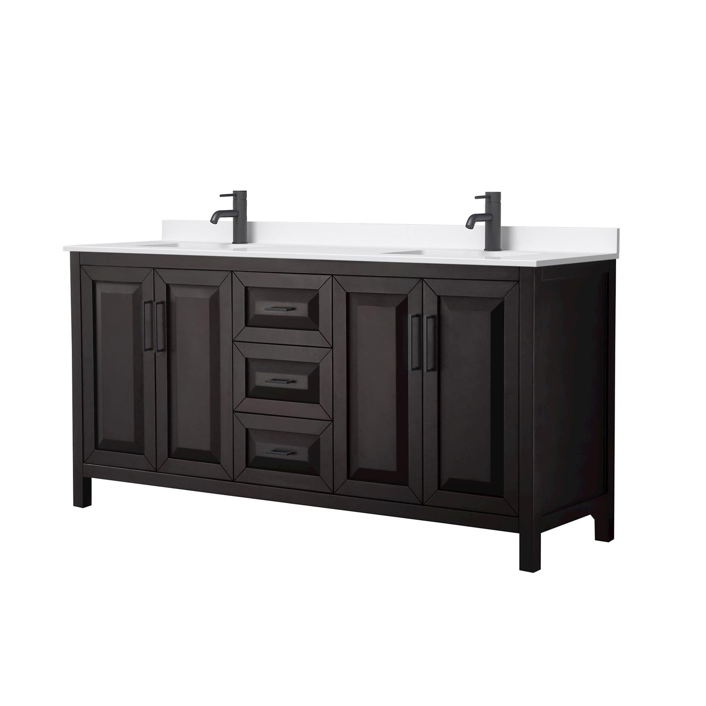 Daria Bathroom Vanity with Countertop 72 inch Double Sink Single hole Faucet Setup