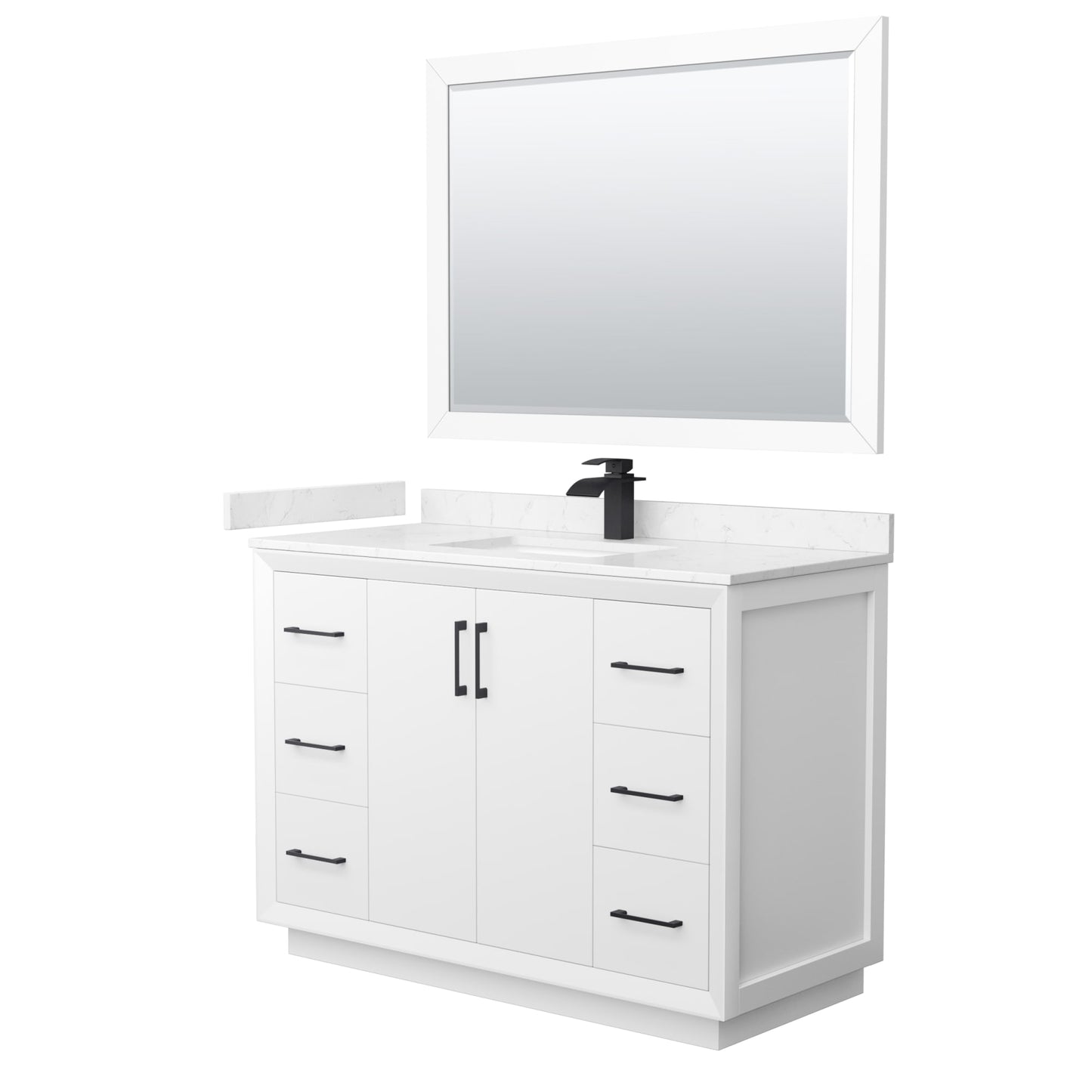 Strada Bathroom Vanity with Countertop 48 inch Single Sink Single hole Faucet Setup