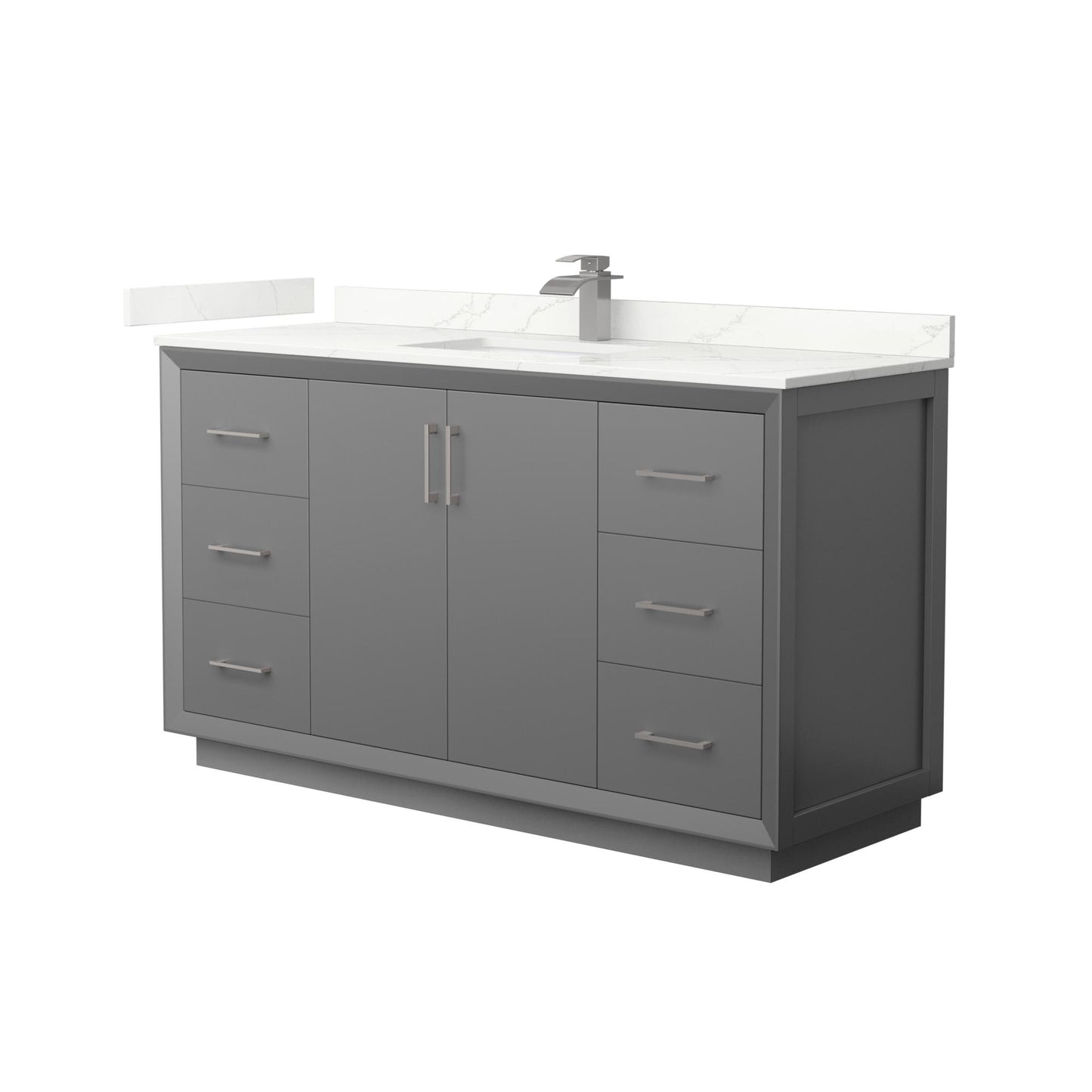 Strada Bathroom Vanity with Countertop 60 inch Single Sink Single hole Faucet Setup