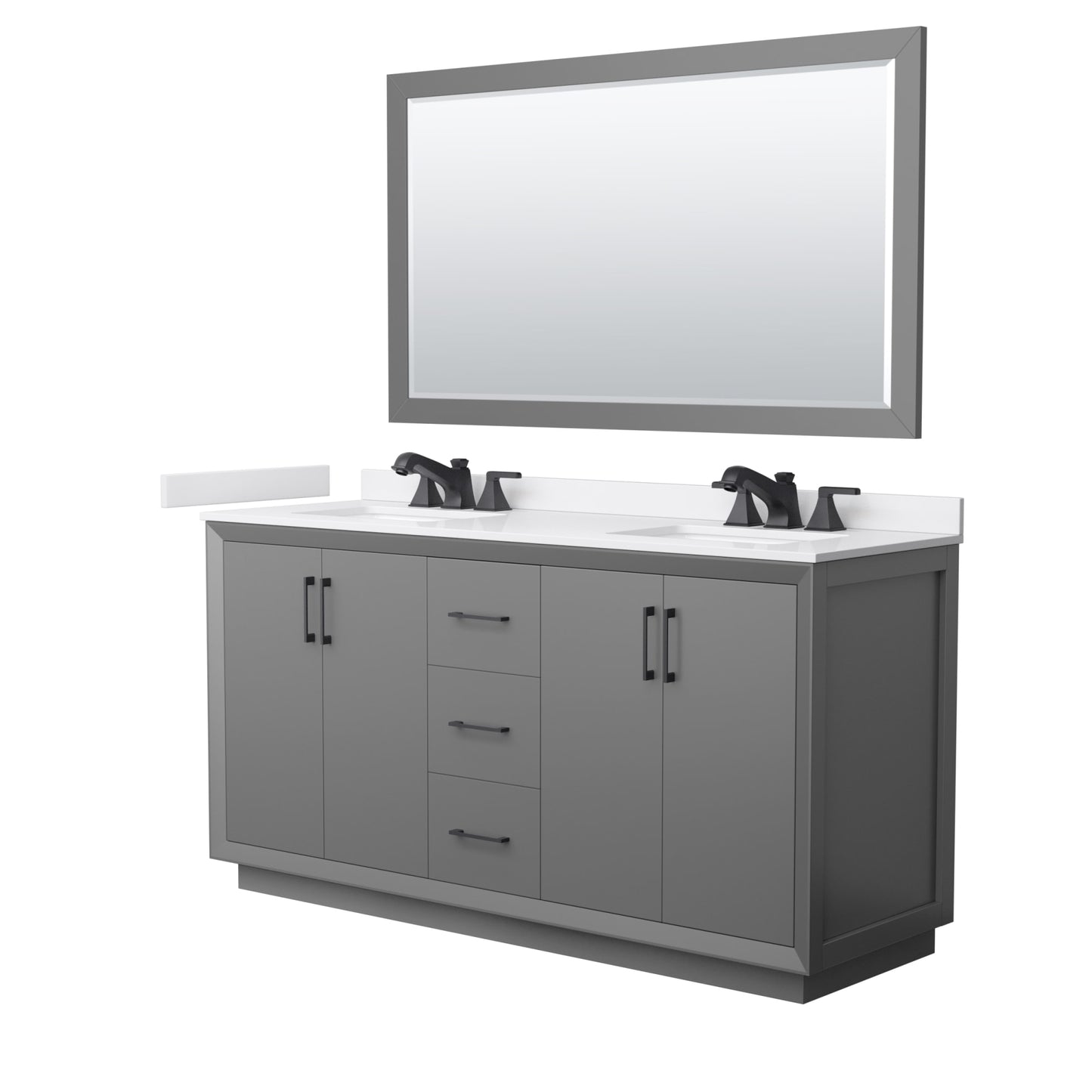 Strada Bathroom Vanity with Countertop 66 inch Double Sink 3-hole Faucet Setup