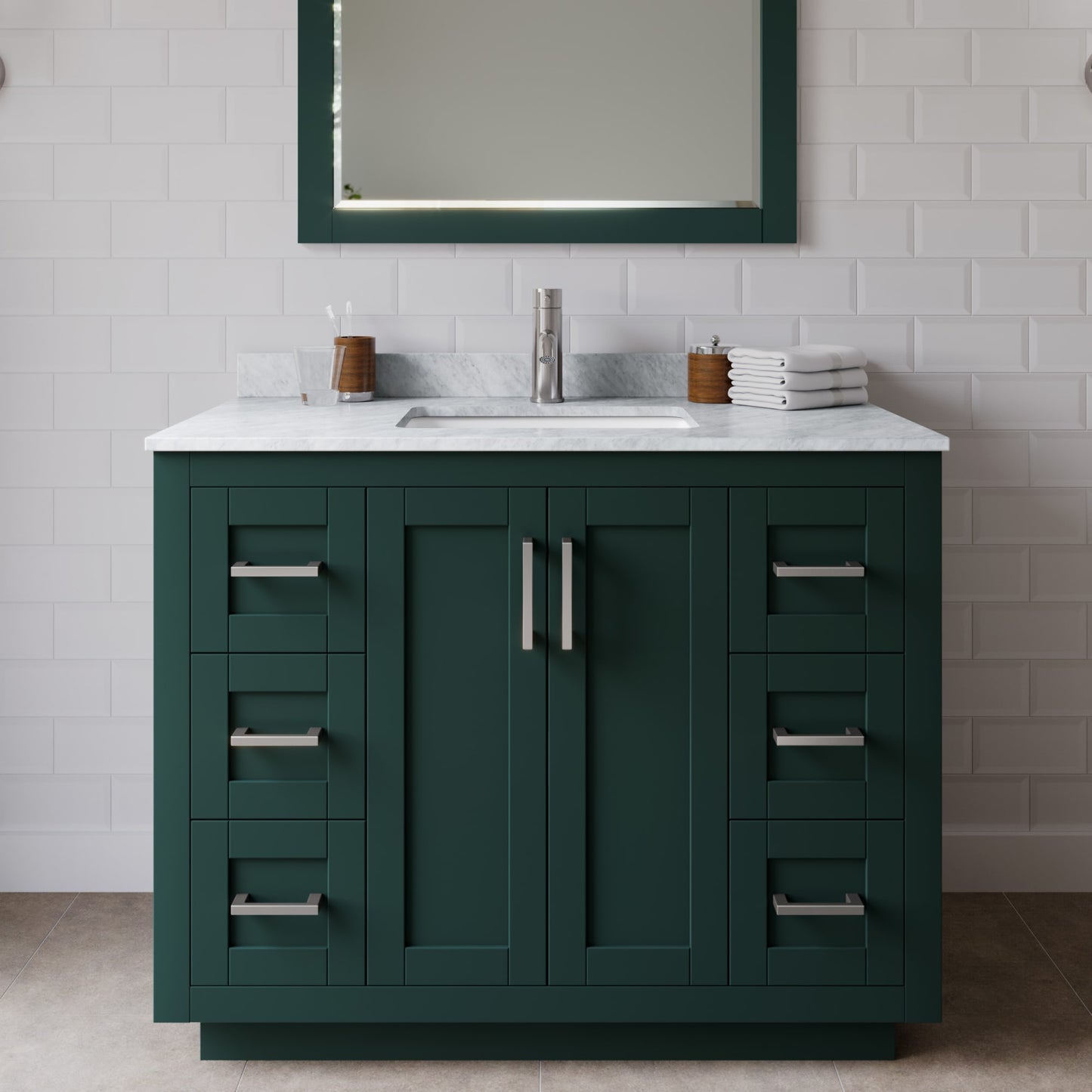 Miranda Bathroom Vanity with Countertop 42 inch Single Sink Single hole Faucet Setup