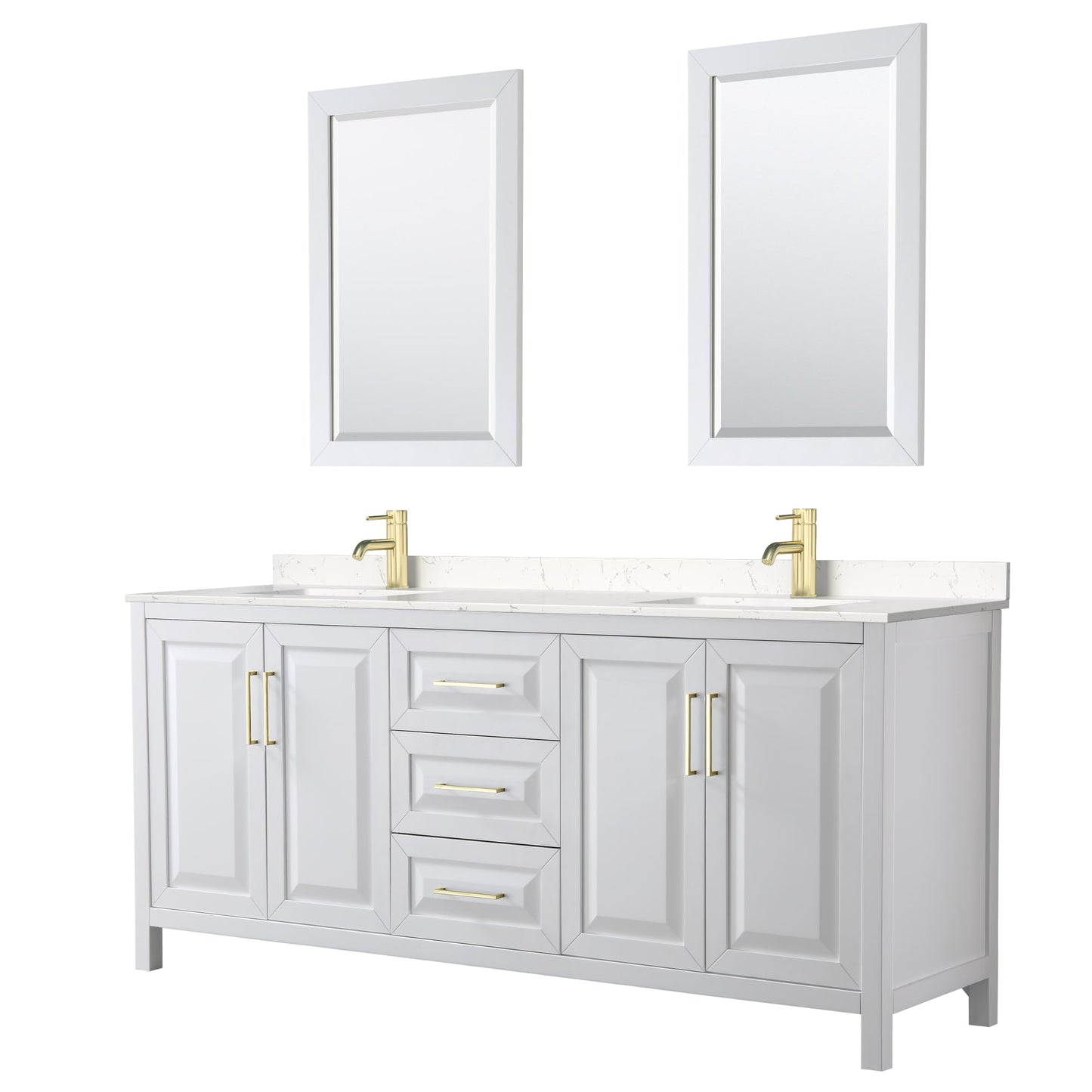 Daria Bathroom Vanity with Countertop 80 inch Double Sink Single hole Faucet Setup