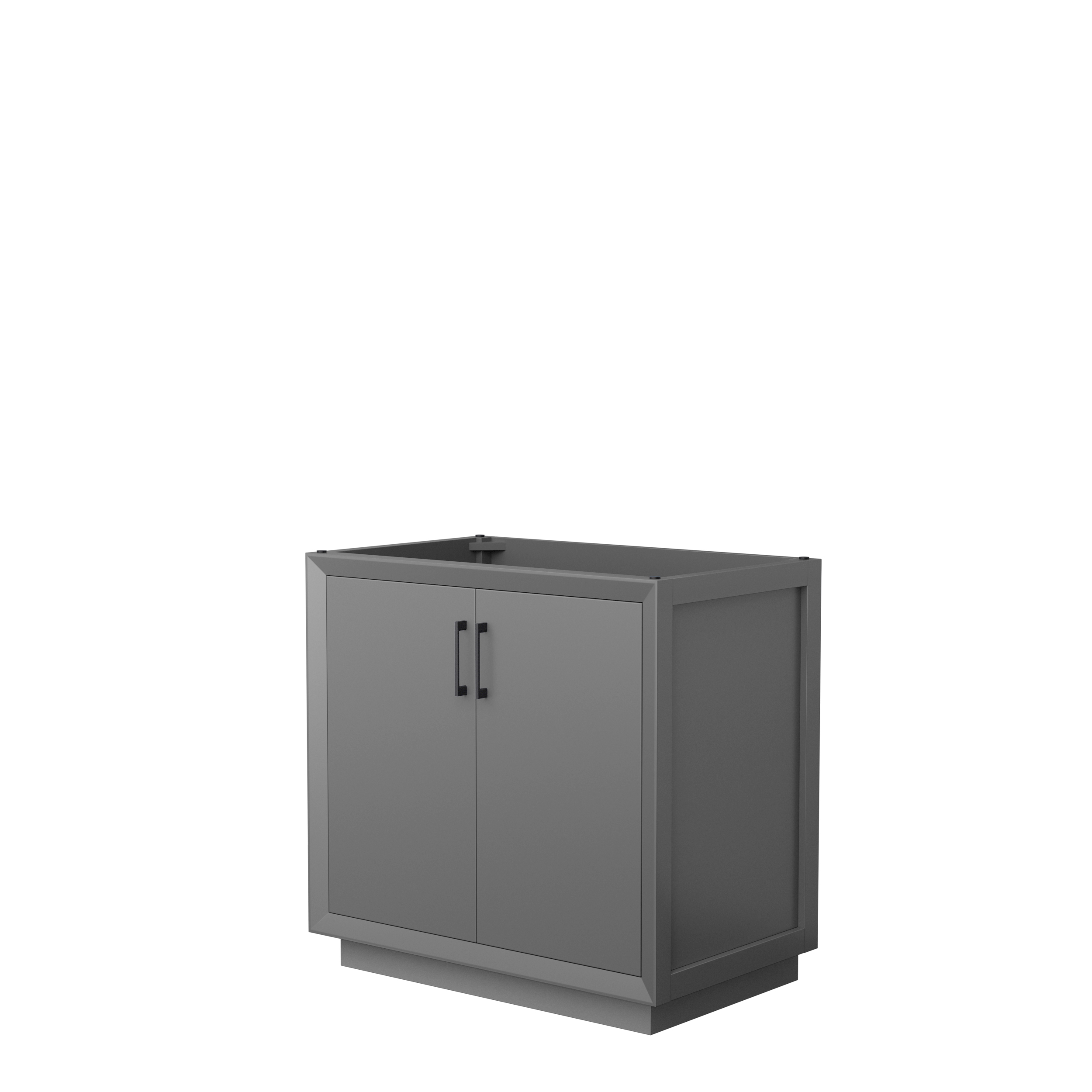 36 Transitional Vanity Base in Dark Grey, No countertop, with 3 Hardware Options