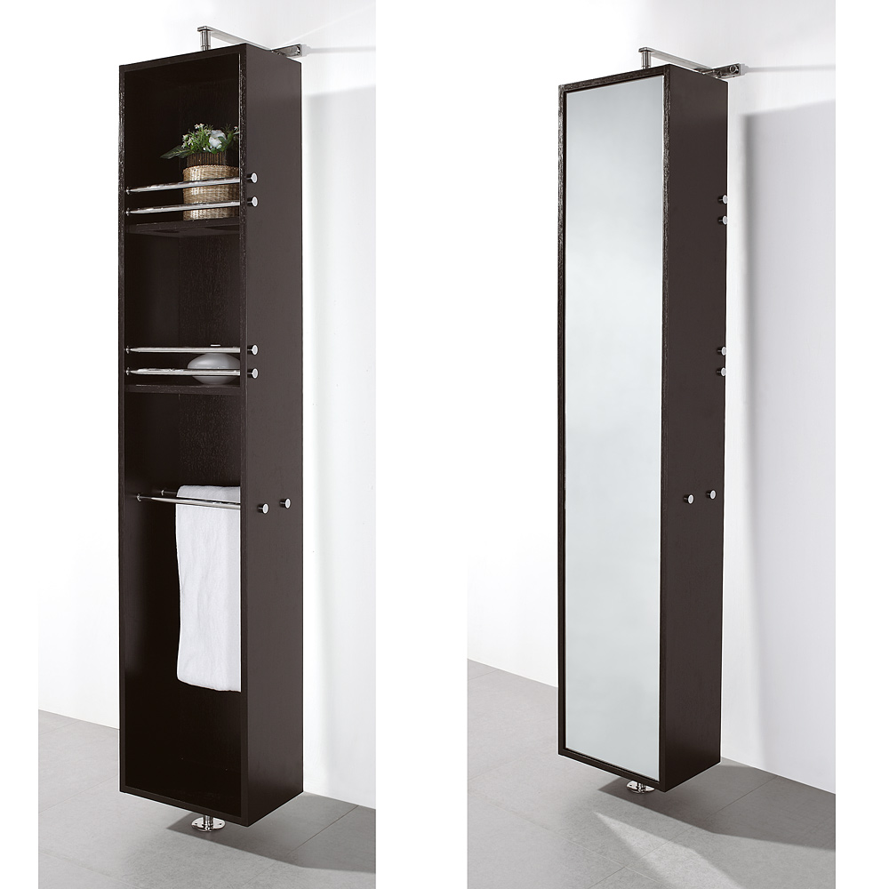 Claire Rotating Floor Cabinet With Mirror Espresso Free
