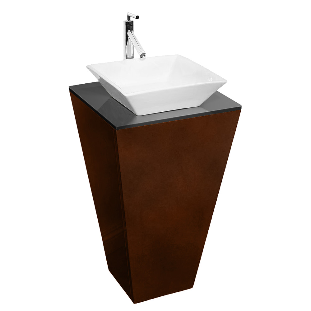 Esprit Bathroom Pedestal Vanity Set Espresso w Pyra Vessel Sink