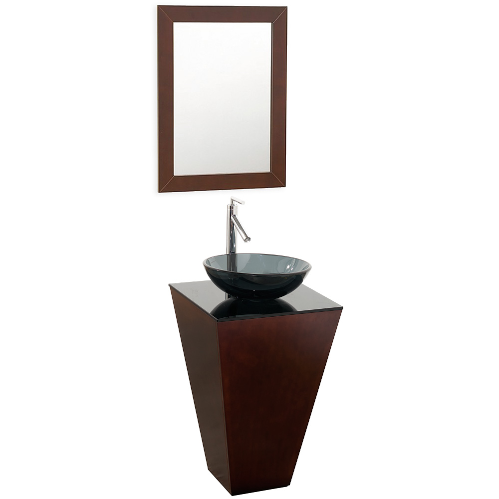 Esprit Bathroom Pedestal Vanity Set Espresso W Smoke Glass Vessel Sink Beautiful Bathroom Furniture For Every Home Wyndham Collection