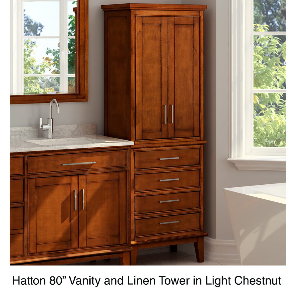 Hatton 80 Double Bathroom Vanity, Double Vanity With Linen Tower
