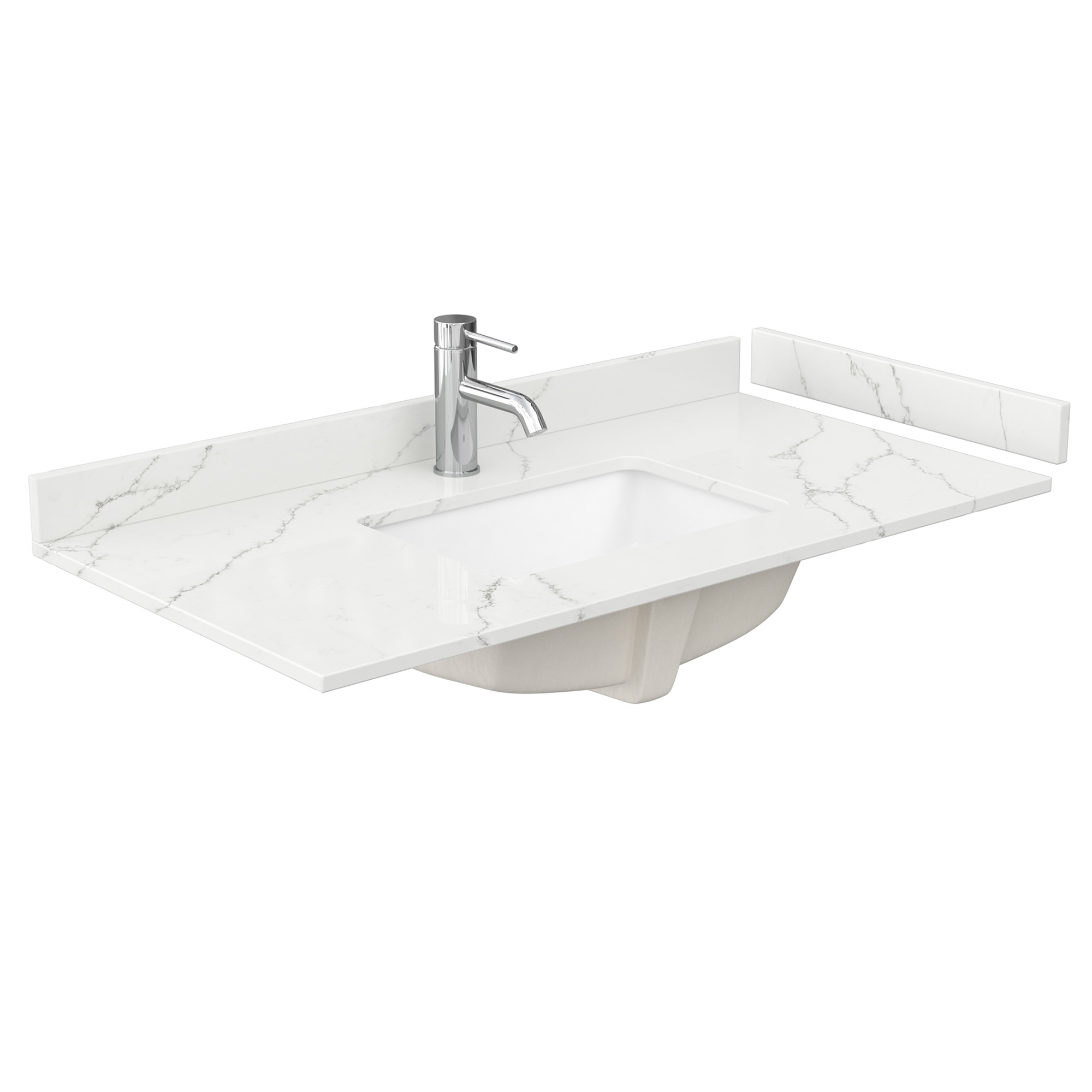 42" Single Countertop - Giotto Quartz (8066) with Undermount Square Sink (1-Hole) - Includes Backsplash and Sidesplash WCFQC142STOPUNSGT