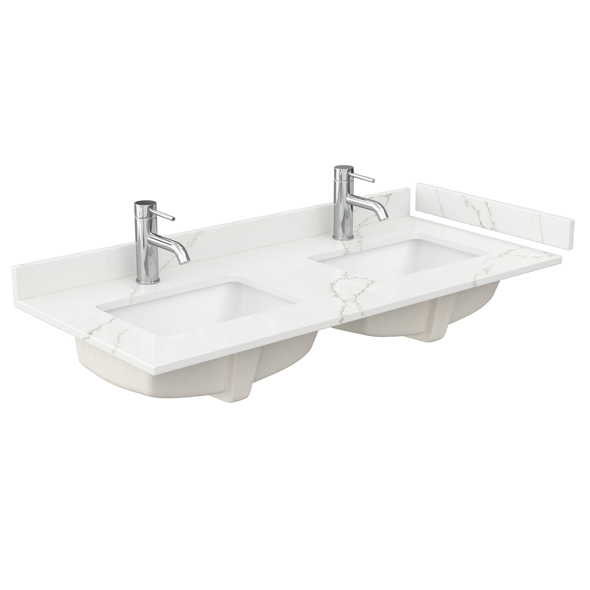 48" Double Countertop - Giotto Quartz (8066) with Undermount Square Sink (1-Hole) - Includes Backsplash and Sidesplash WCFQC148DTOPUNSGT