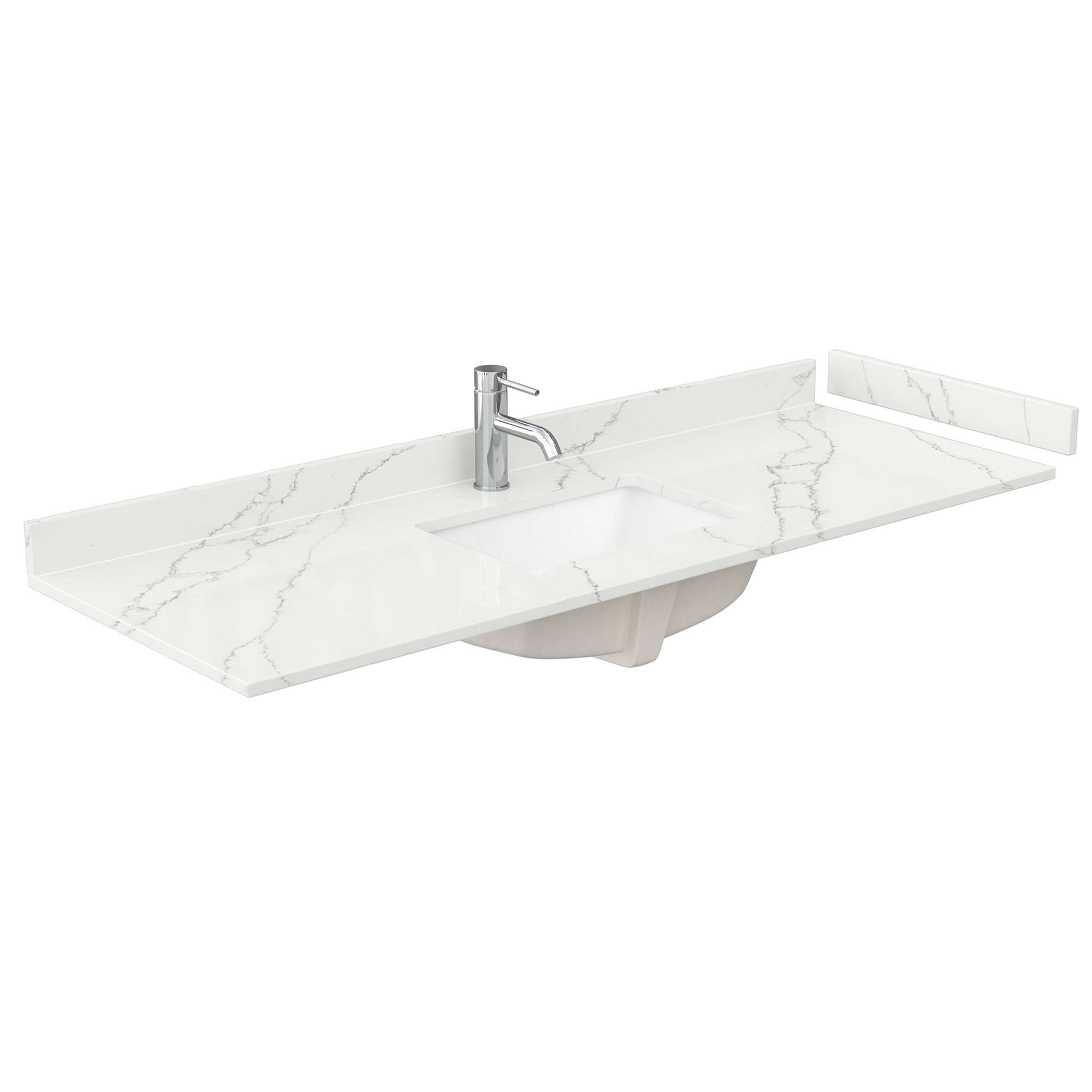 60" Single Countertop - Giotto Quartz (8066) with Undermount Square Sink (1-Hole) - Includes Backsplash and Sidesplash WCFQC160STOPUNSGT