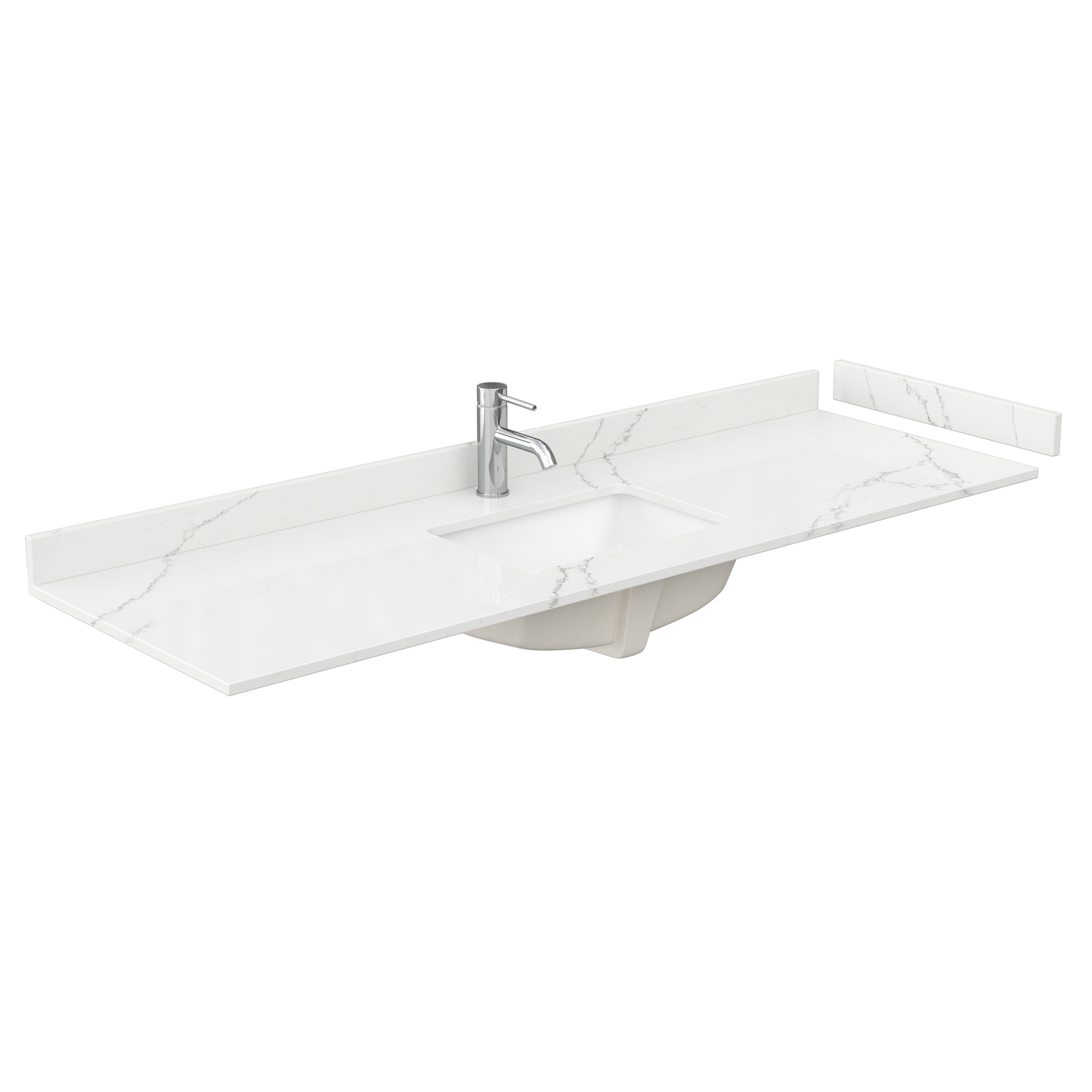 66" Single Countertop - Giotto Quartz (8066) with Undermount Square Sink (1-Hole) - Includes Backsplash and Sidesplash WCFQC166STOPUNSGT