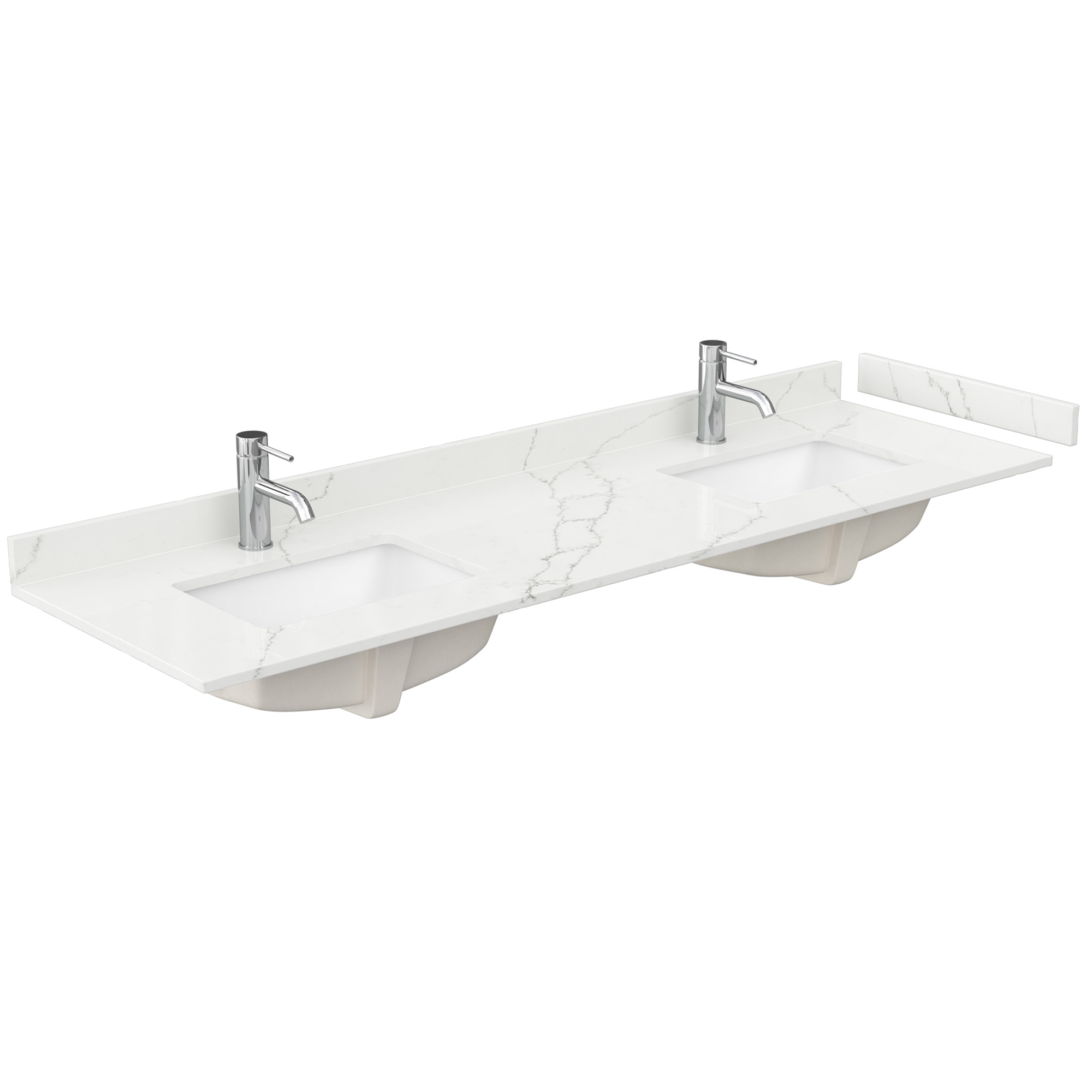 72" Double Countertop - Giotto Quartz (8066) with Undermount Square Sinks (1-Hole) - Includes Backsplash and Sidesplash WCFQC172DTOPUNSGT