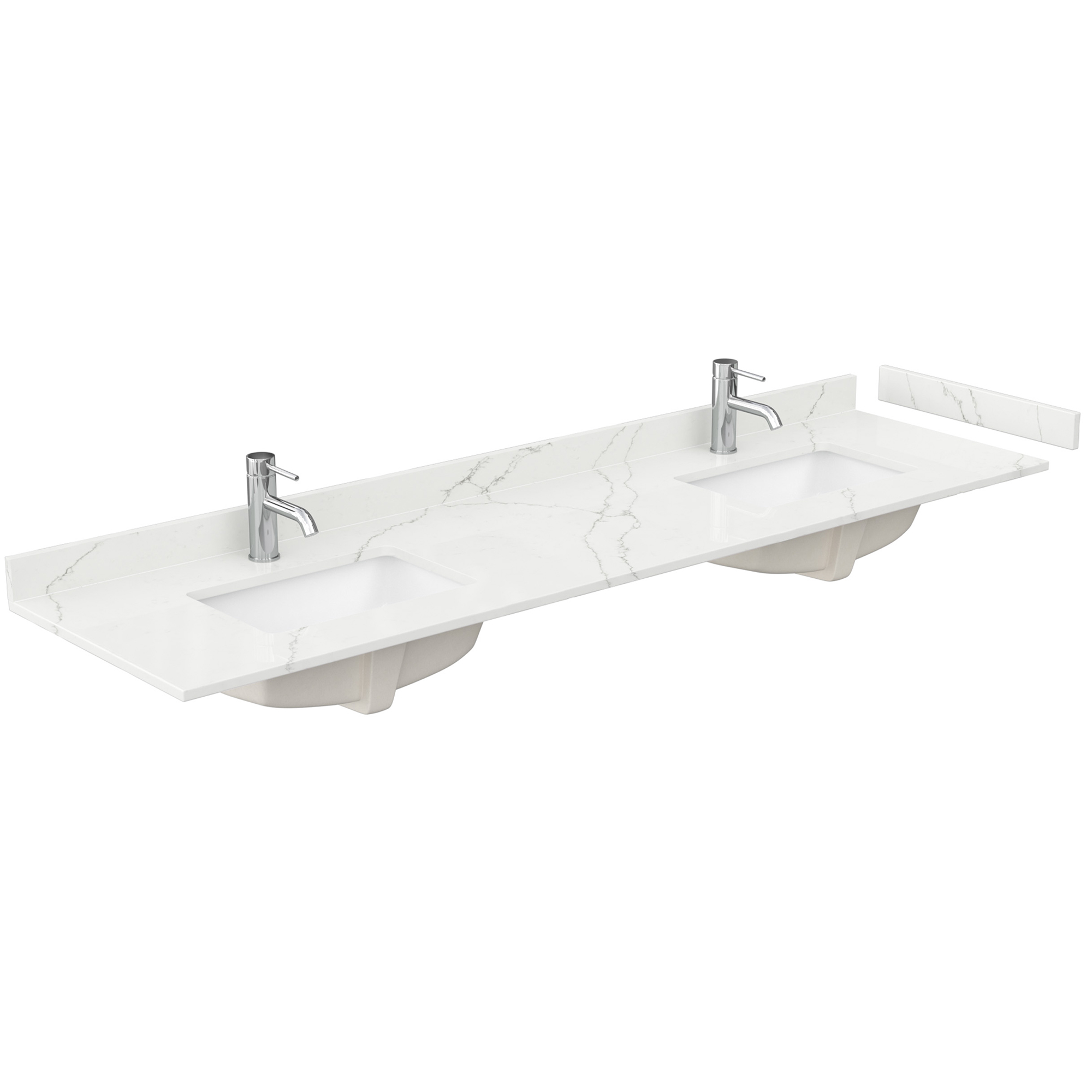 80" Double Countertop - Giotto Quartz (8066) with Undermount Square Sinks (1-Hole) - Includes Backsplash and Sidesplash WCFQC180DTOPUNSGT