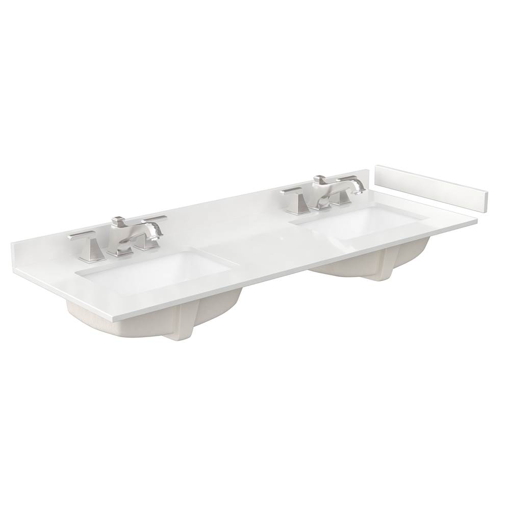 60" Double Countertop White Quartz (1000) with Undermount Square