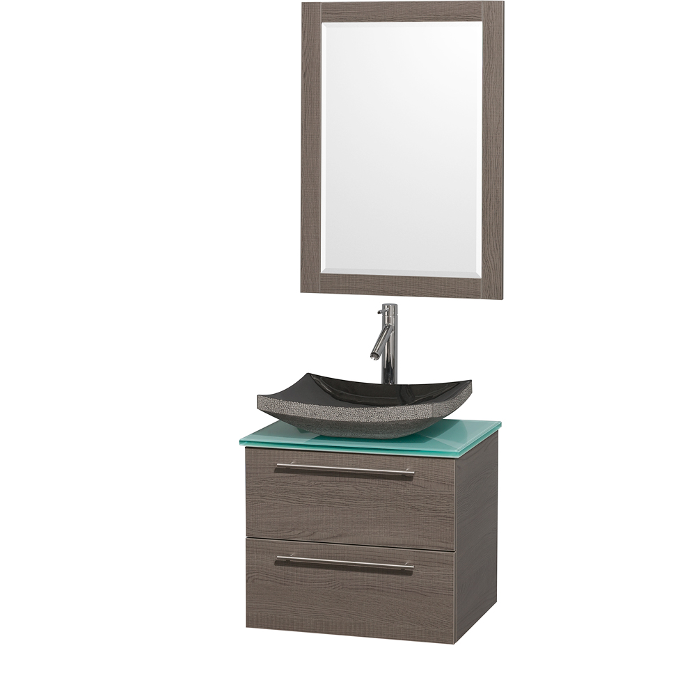 Amare 24" WallMounted Bathroom Vanity Set with Vessel Sink Gray Oak