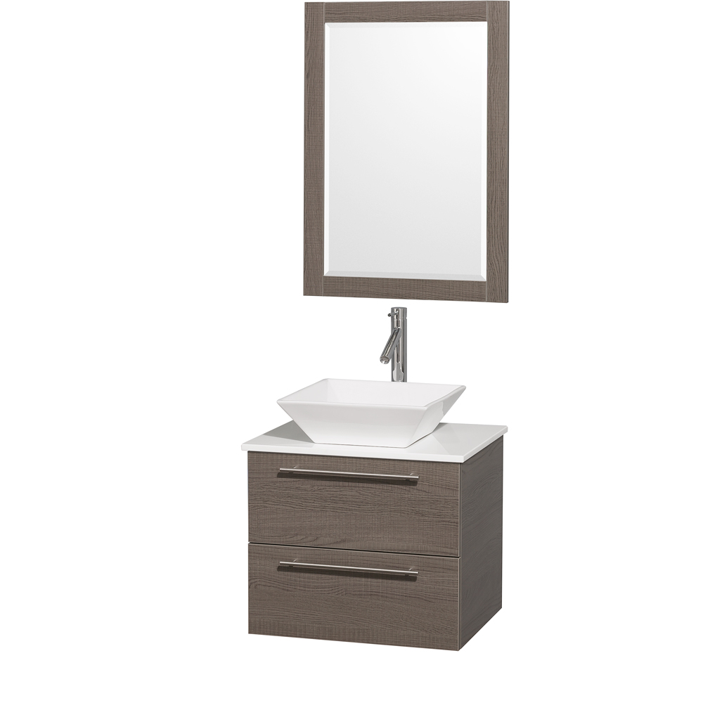 Amare 24 Wall Mounted Bathroom Vanity Set With Vessel Sink Gray Oak Beautiful Bathroom Furniture For Every Home Wyndham Collection