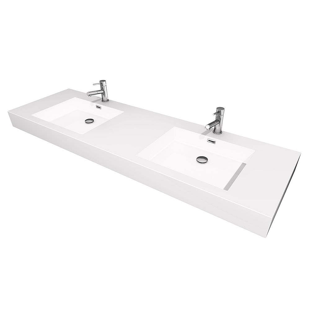 Amare 72 Wall Mounted Double Bathroom Vanity Set With Integrated