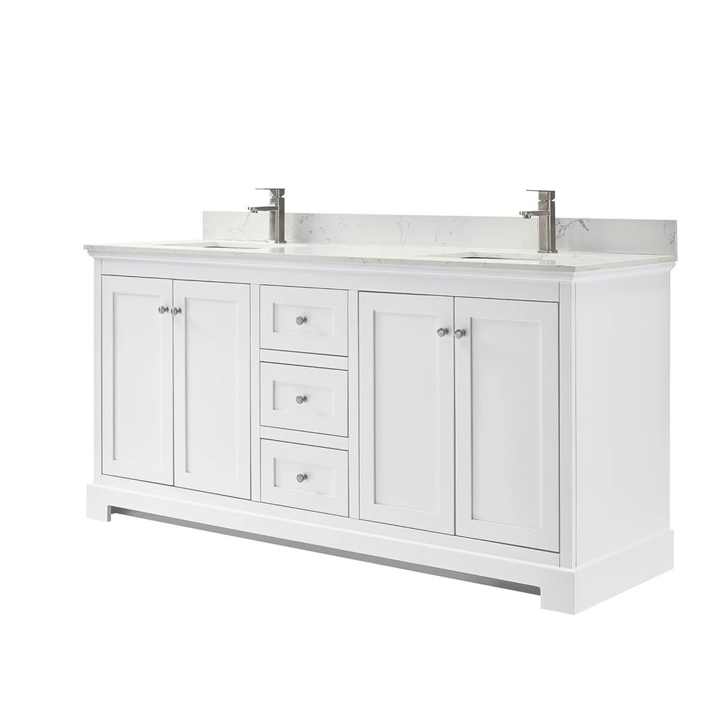 Wyndham Collection Margate 80-in White Double Sink Bathroom Vanity with White Marble Top