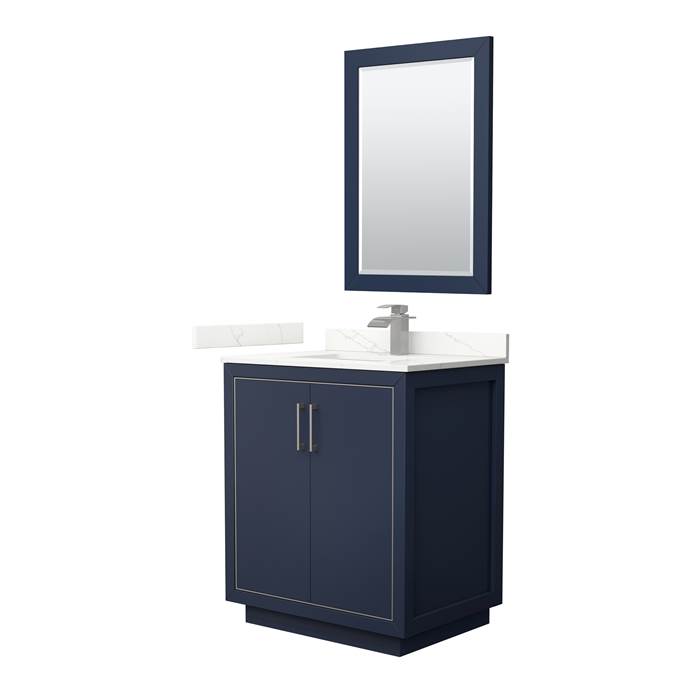 Icon 30" Single Vanity with optional Quartz or Carrara Marble Counter - Dark Blue WC-1111-30-SGL-VAN-BLU_
