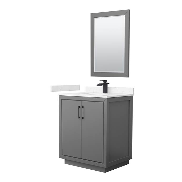 Icon 30" Single Vanity with optional Cultured Marble Counter - Dark Blue WC-1111-30-SGL-VAN-BLU-