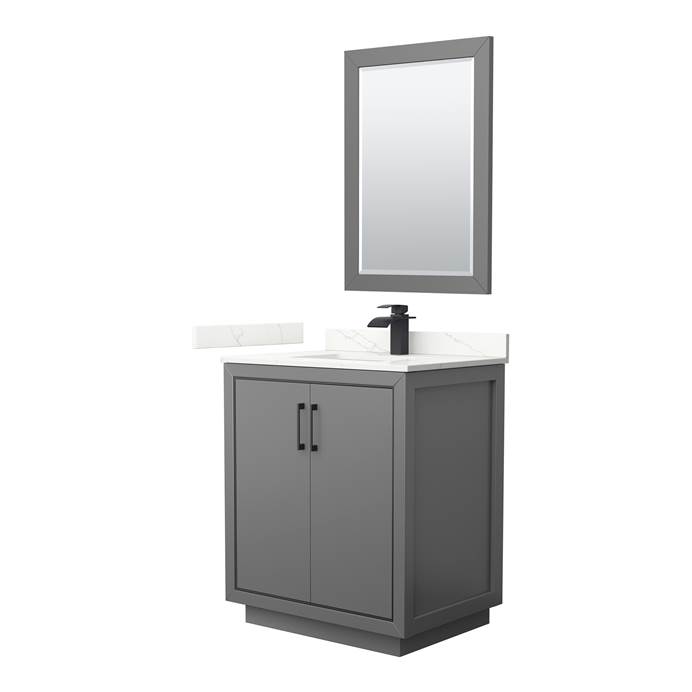 Icon 30" Single Vanity with optional Quartz or Carrara Marble Counter - Dark Gray WC-1111-30-SGL-VAN-DKG_