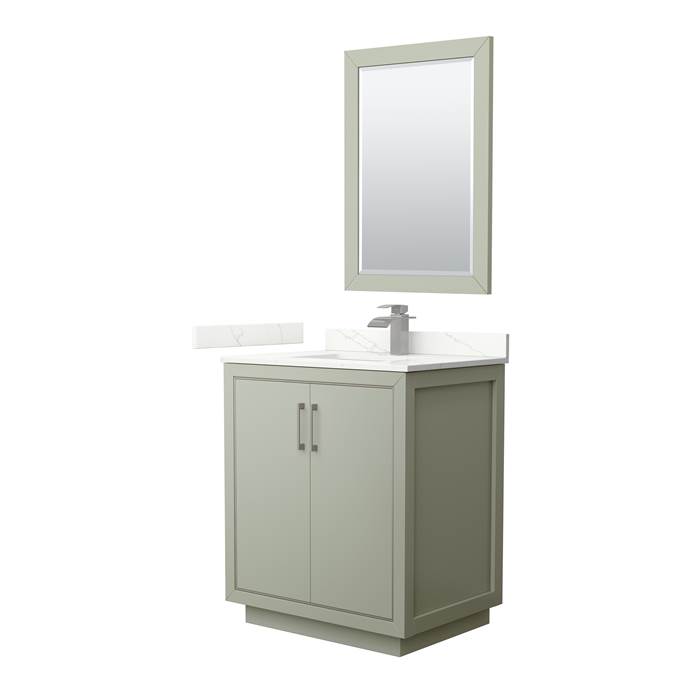Icon 30" Single Vanity with optional Quartz or Carrara Marble Counter - Light Green WC-1111-30-SGL-VAN-LGN_