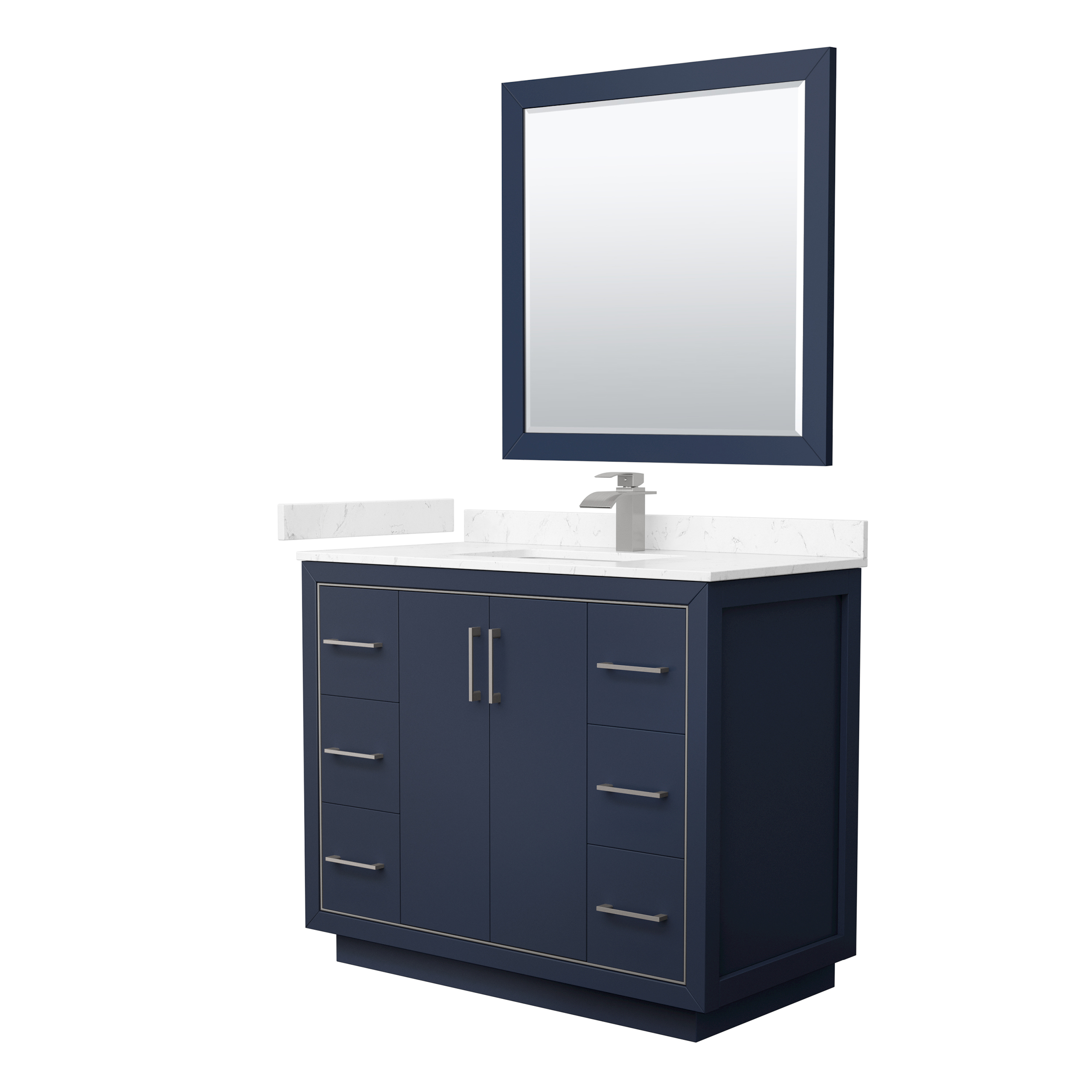 Icon 42" Single Vanity with optional Cultured Marble Counter - Dark Blue WC-1111-42-SGL-VAN-BLU-