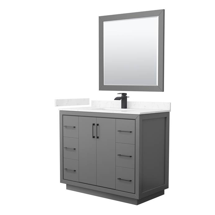 Icon 42" Single Vanity with optional Cultured Marble Counter - Dark Blue WC-1111-42-SGL-VAN-BLU-