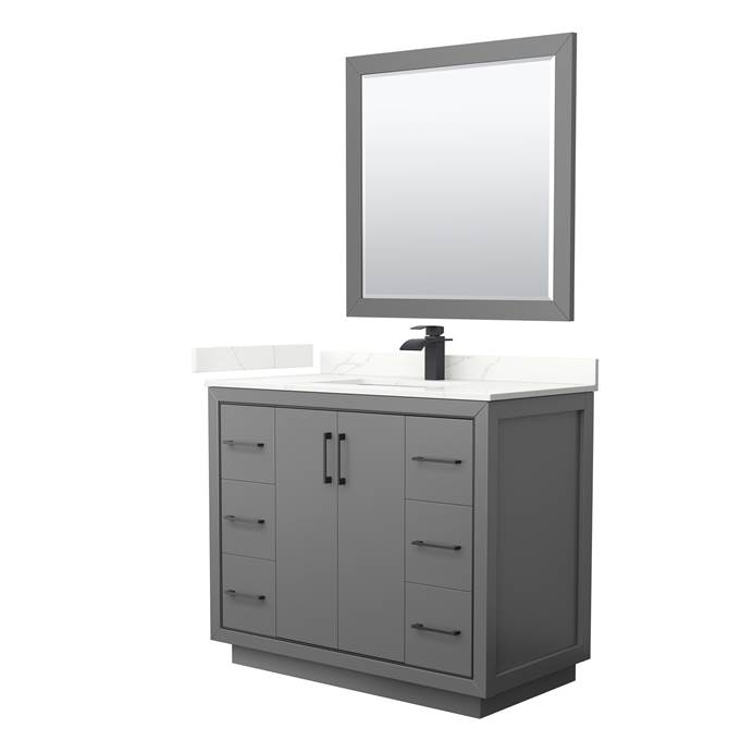 Icon 42" Single Vanity with optional Quartz or Carrara Marble Counter - Dark Gray WC-1111-42-SGL-VAN-DKG_