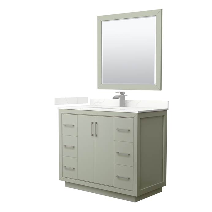 Icon 42" Single Vanity with optional Quartz or Carrara Marble Counter - Light Green WC-1111-42-SGL-VAN-LGN_