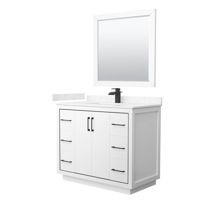 Icon 42" Single Vanity with optional Cultured Marble Counter - Dark Blue WC-1111-42-SGL-VAN-BLU-