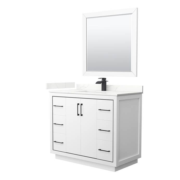 Icon 42" Single Vanity with optional Quartz or Carrara Marble Counter - White WC-1111-42-SGL-VAN-WHT_