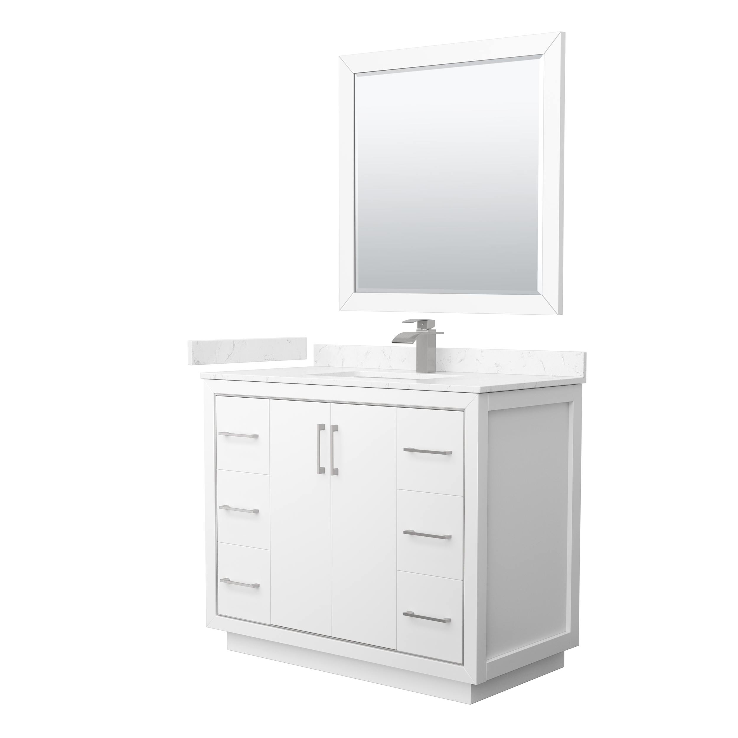 Icon 42" Single Vanity with optional Quartz or Carrara Marble Counter - White WC-1111-42-SGL-VAN-WHT_