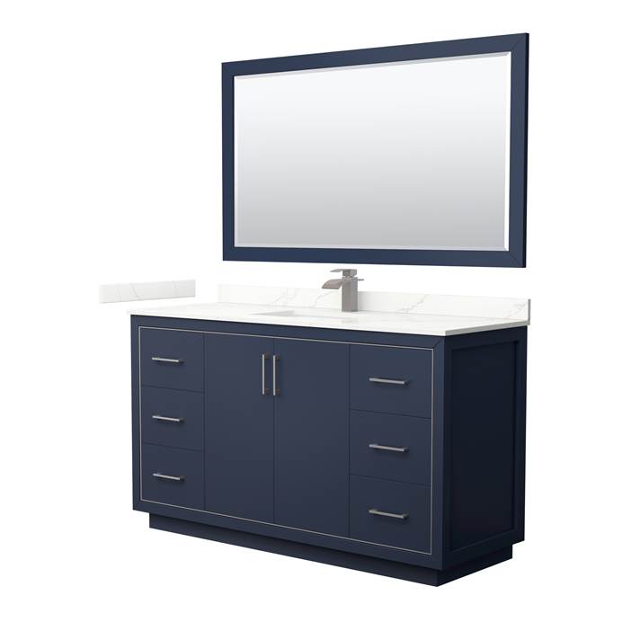 Icon 60" Single Vanity with optional Quartz or Carrara Marble Counter - Dark Blue WC-1111-60-SGL-VAN-BLU_