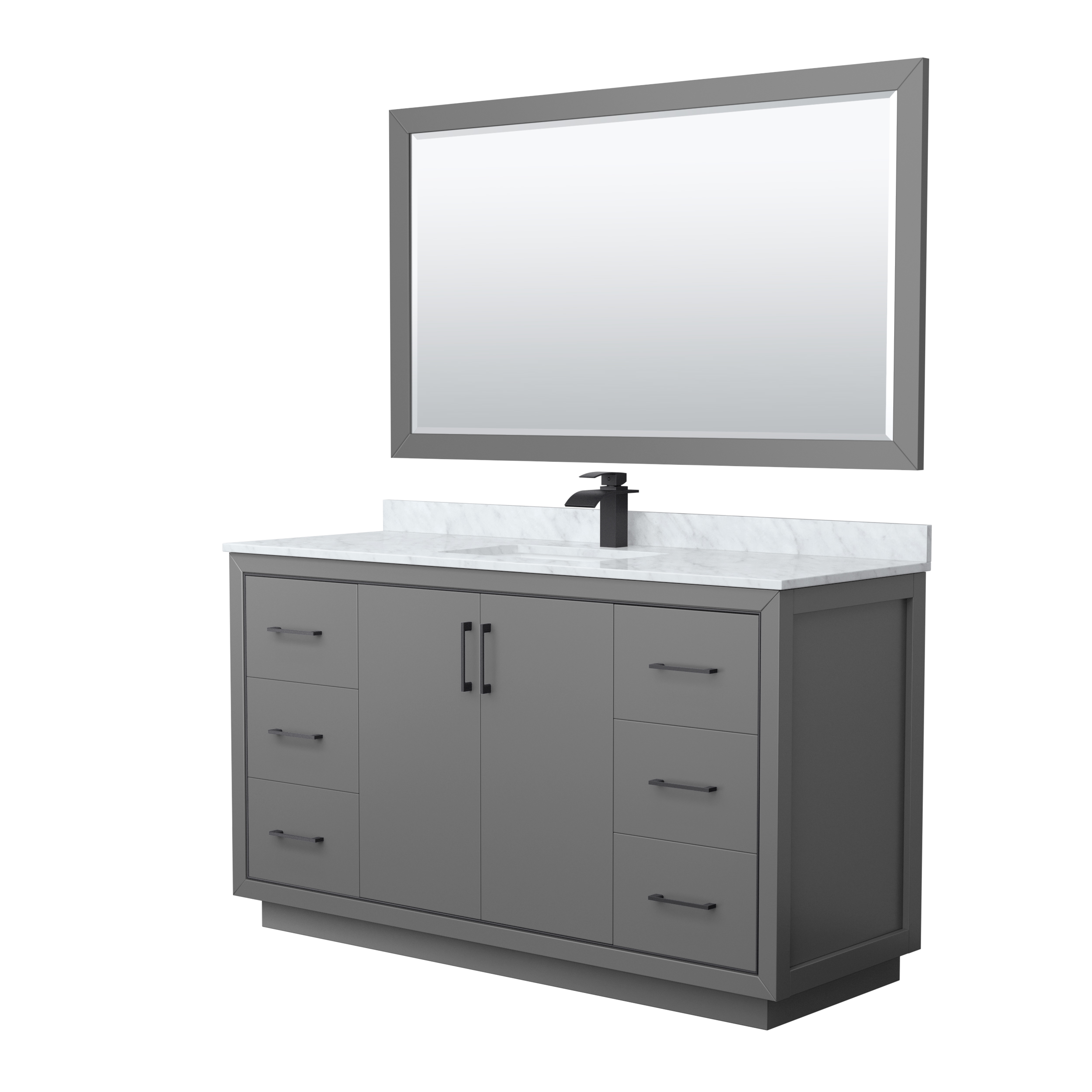 Icon 60" Single Vanity with optional Quartz or Carrara Marble Counter - Dark Gray WC-1111-60-SGL-VAN-DKG_