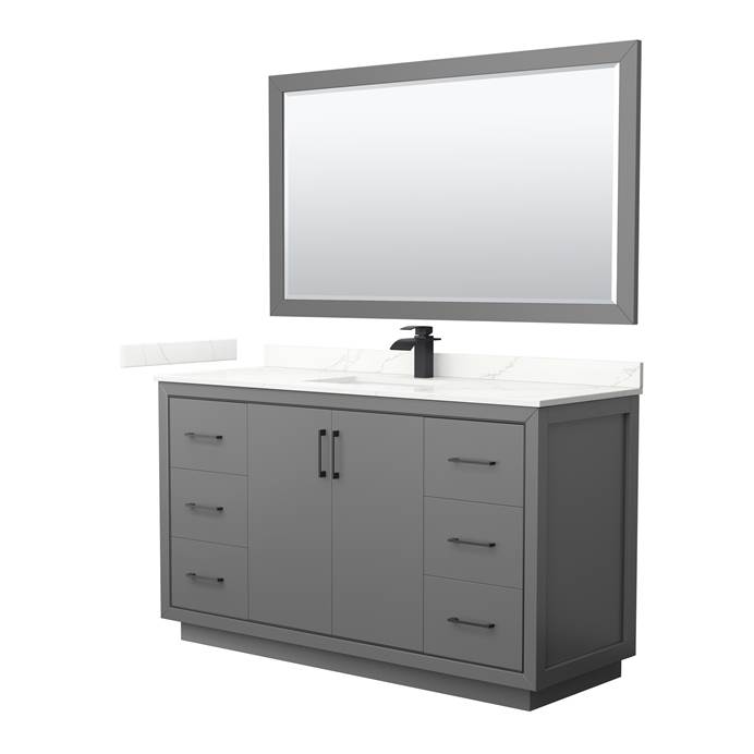 Icon 60" Single Vanity with optional Quartz or Carrara Marble Counter - Dark Gray WC-1111-60-SGL-VAN-DKG_