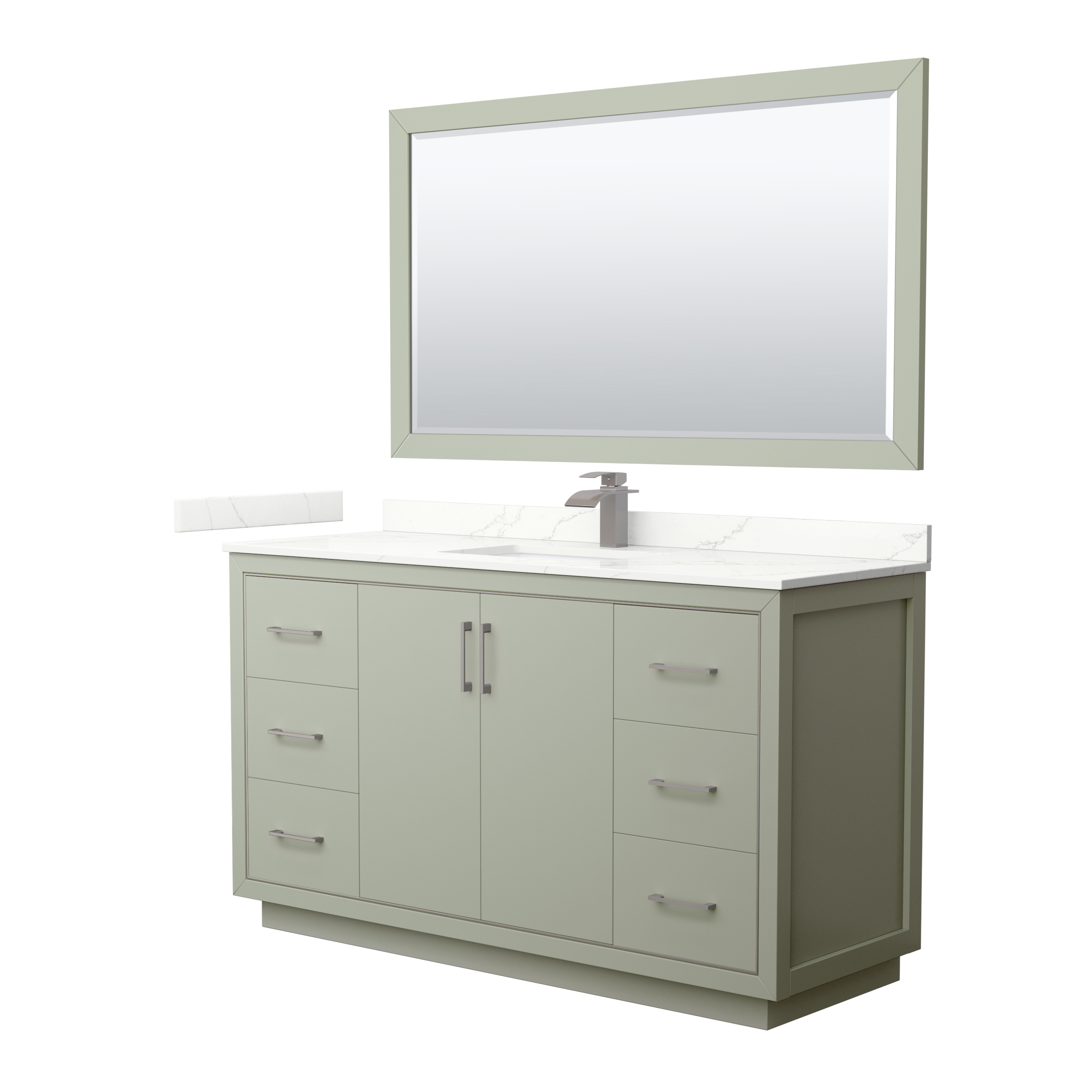 Icon 60" Single Vanity with optional Quartz or Carrara Marble Counter - Light Green WC-1111-60-SGL-VAN-LGN_