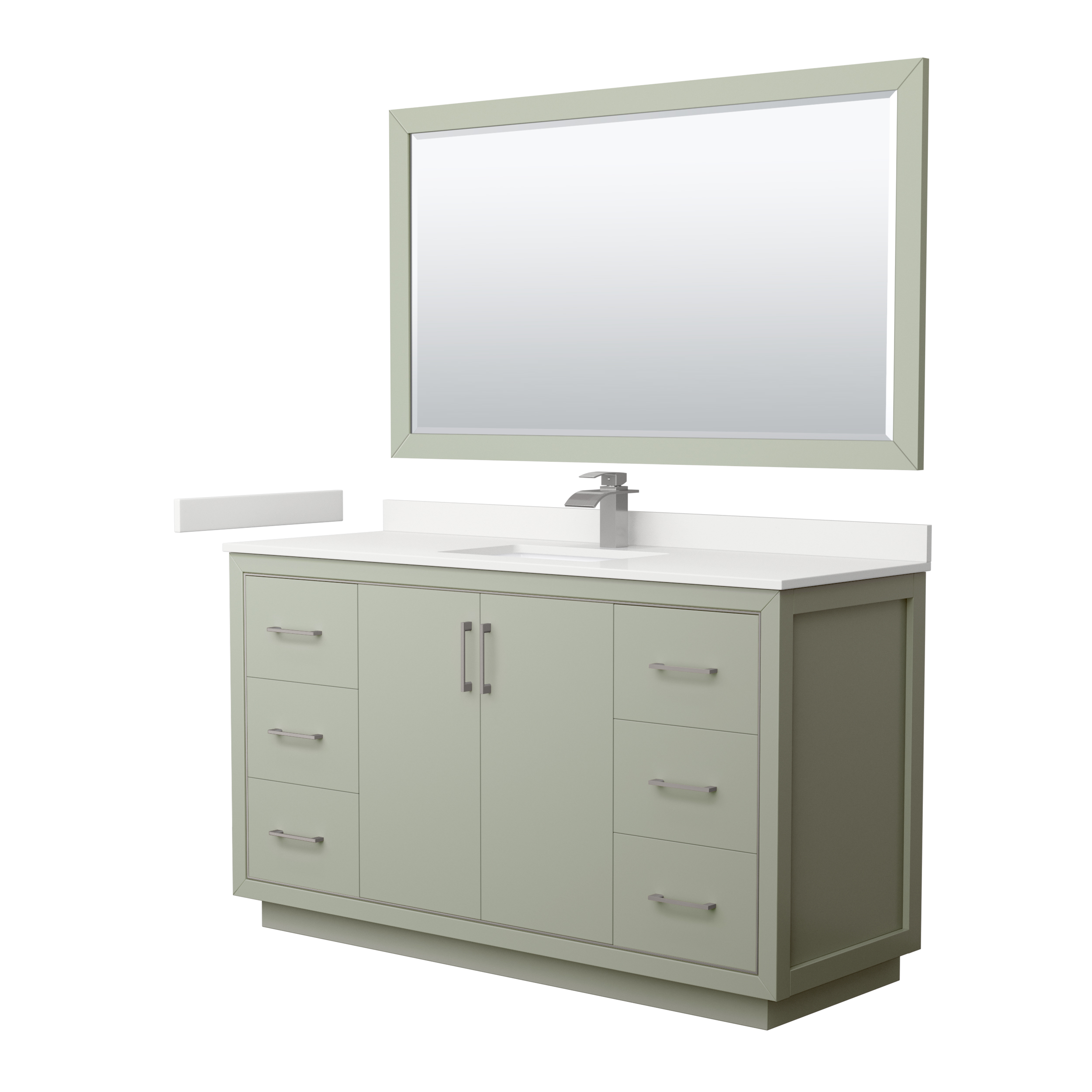 Icon 60" Single Vanity with optional Quartz or Carrara Marble Counter - Light Green WC-1111-60-SGL-VAN-LGN_