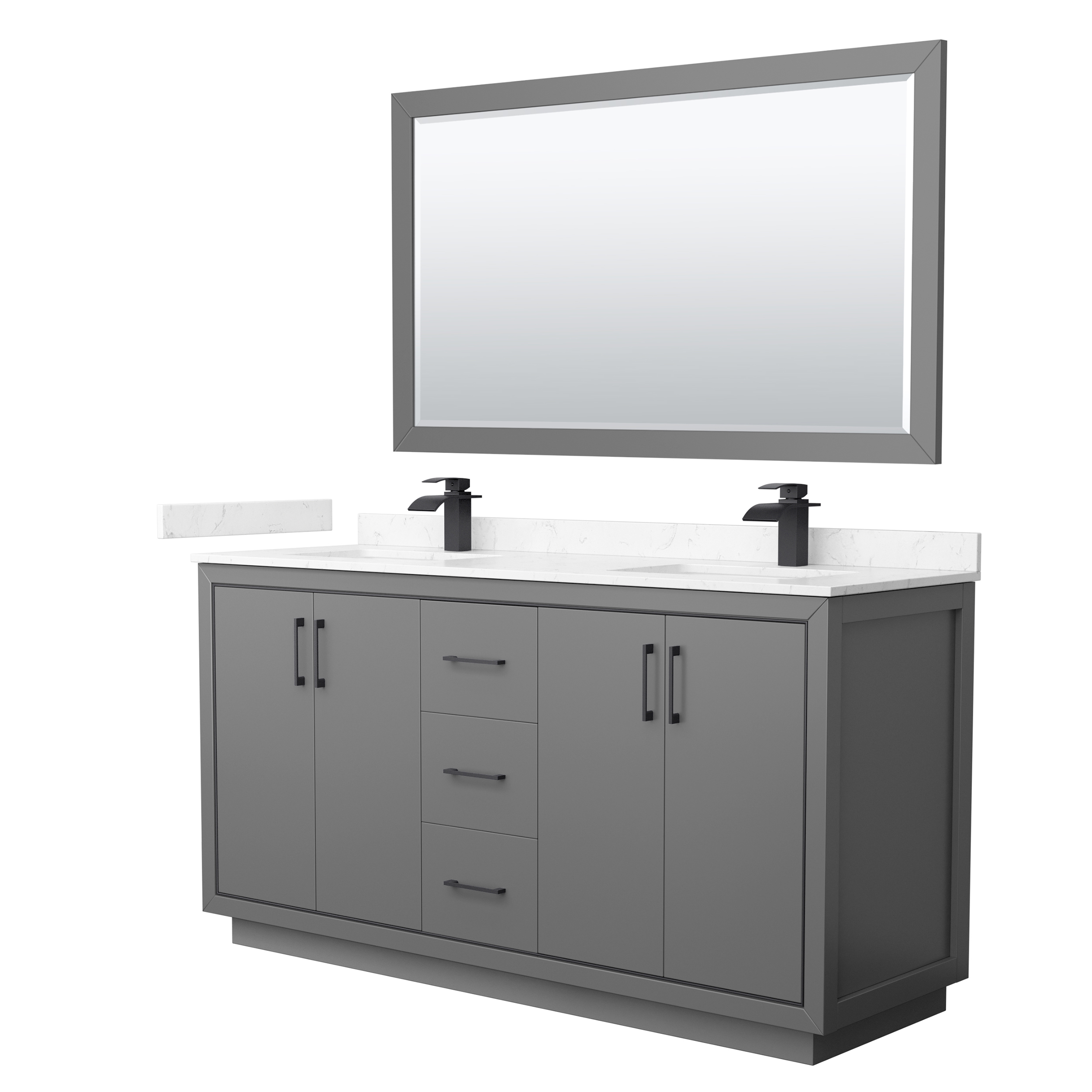 Icon 66" Double Vanity with optional Quartz or Carrara Marble Counter - Dark Gray WC-1111-66-DBL-VAN-DKG_