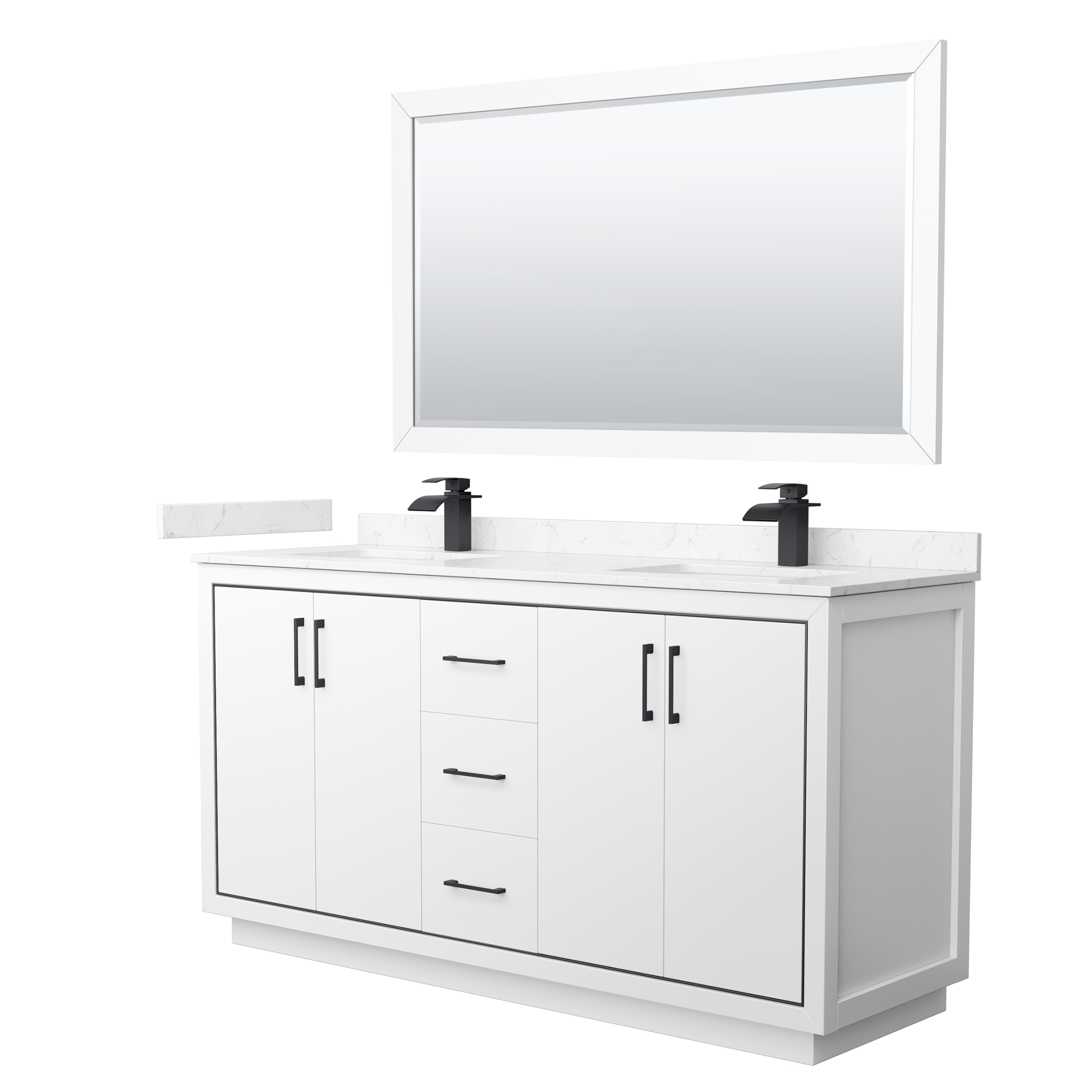 Icon 66" Double Vanity with optional Cultured Marble Counter - Dark Blue WC-1111-66-DBL-VAN-BLU-