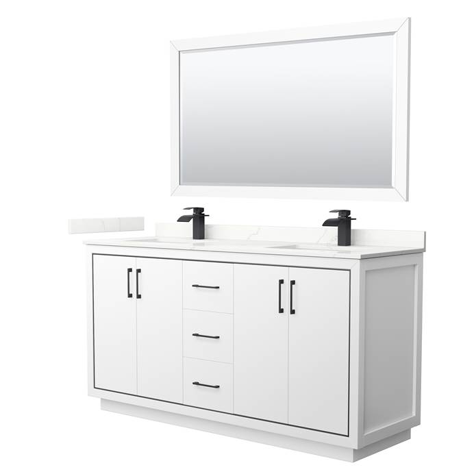 Icon 66" Double Vanity with optional Quartz or Carrara Marble Counter - White WC-1111-66-DBL-VAN-WHT_
