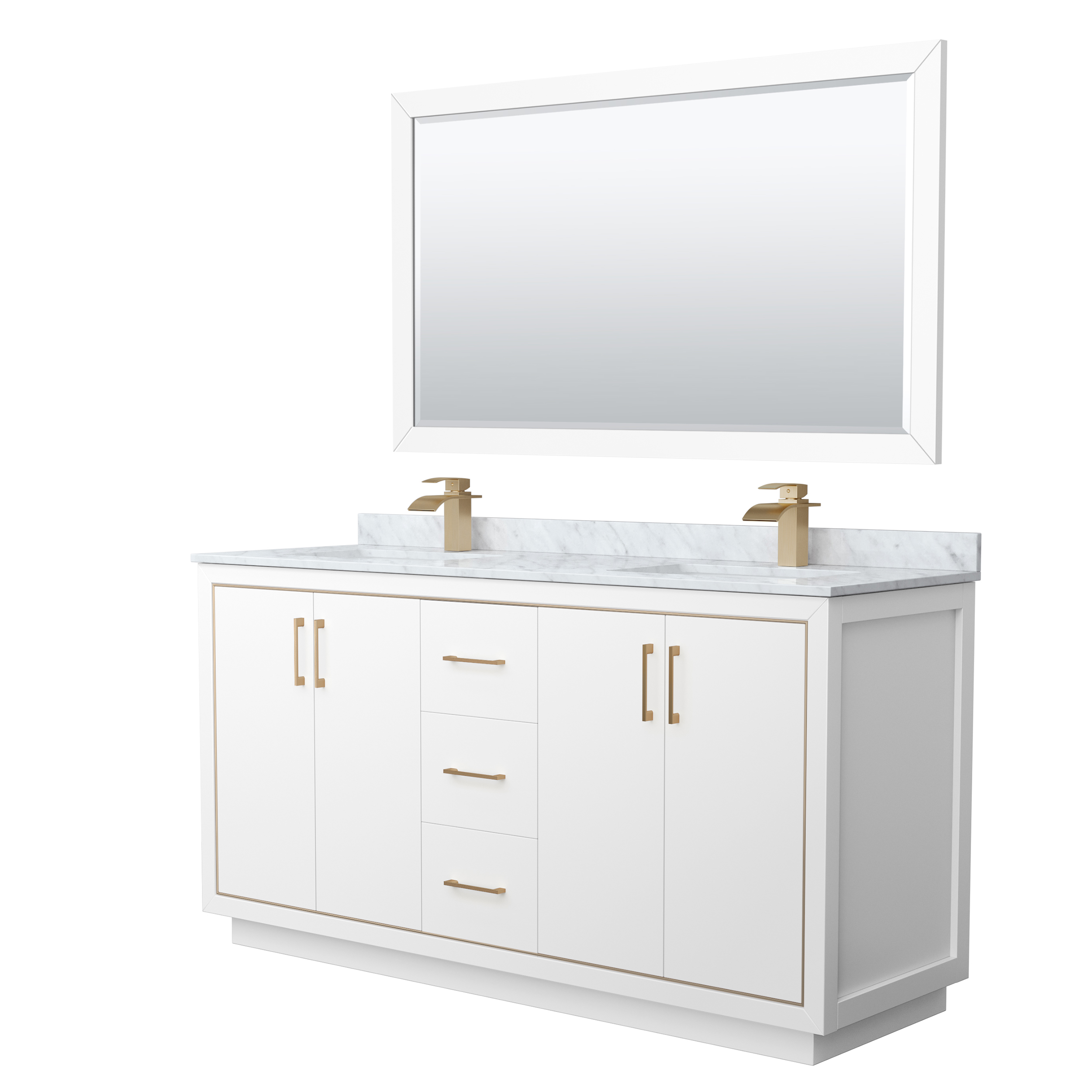 Icon 66" Double Vanity with optional Quartz or Carrara Marble Counter - White WC-1111-66-DBL-VAN-WHT_